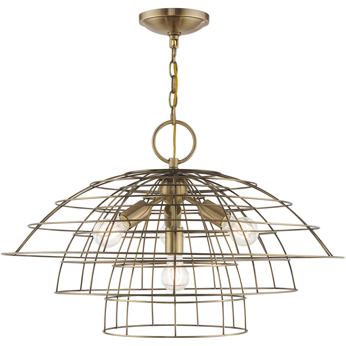 Brooklyn 4 Light 28 inch Antique Brass Chandelier Ceiling Light