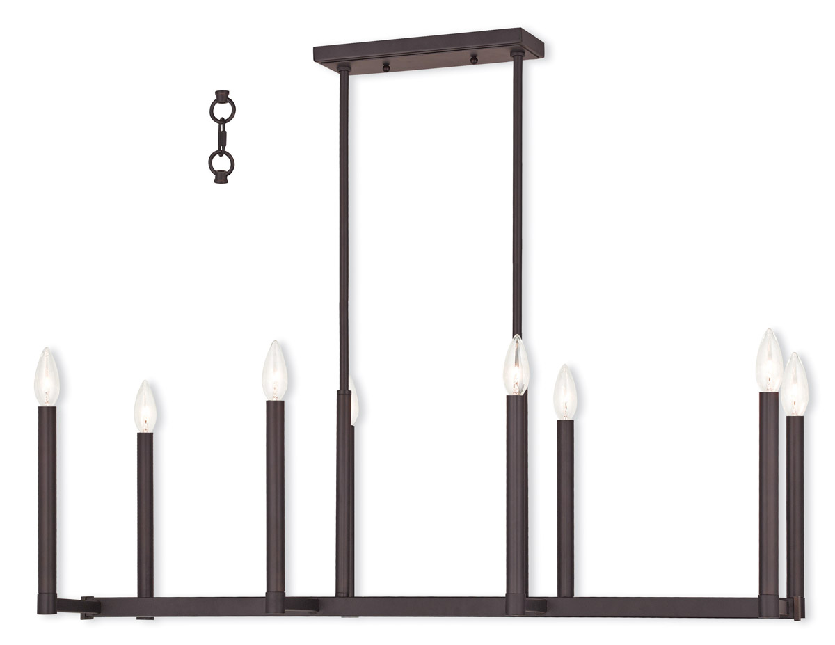 Alpine 8 Light 36.5 inch Bronze Linear Chandelier Ceiling Light