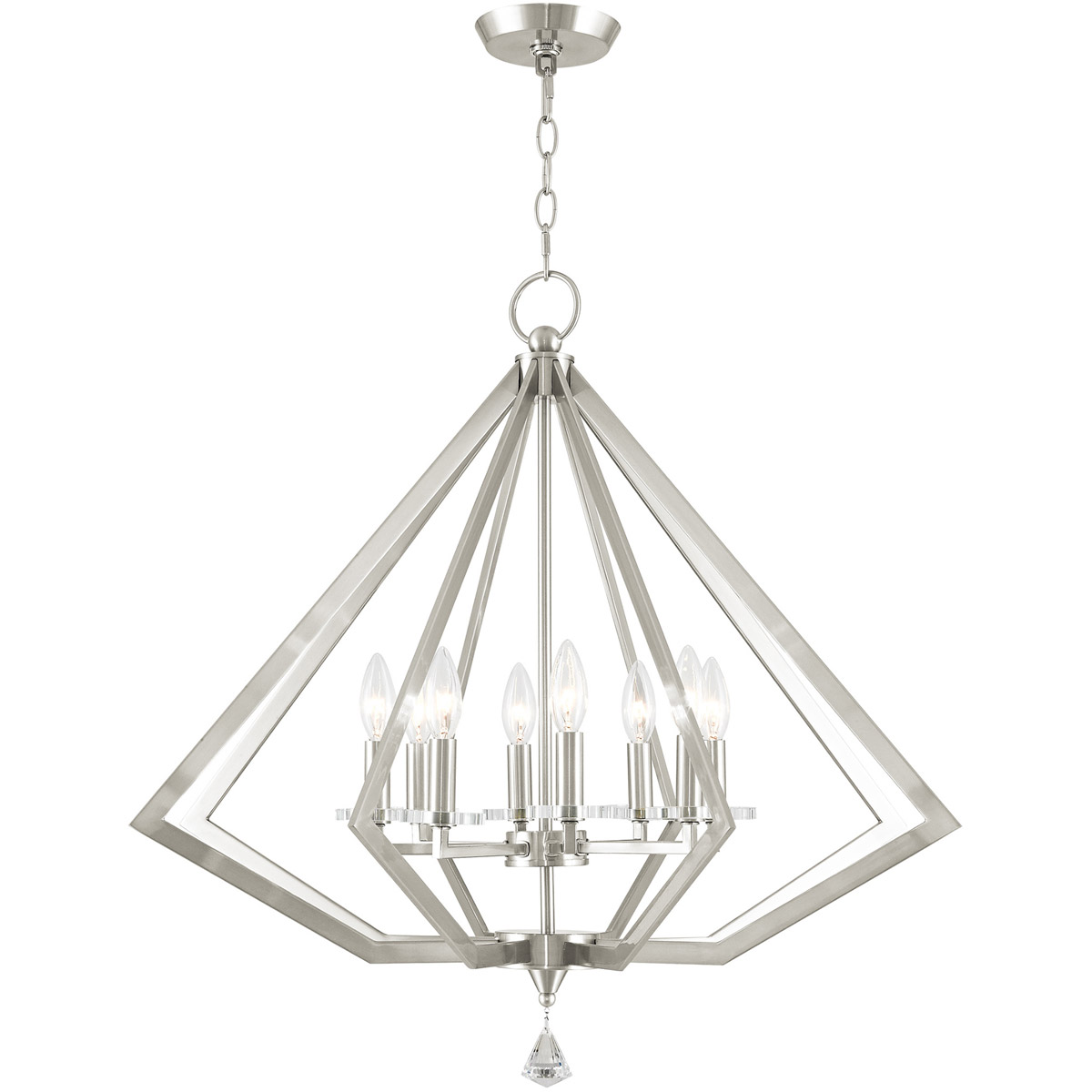 Diamond 8 Light 28 inch Brushed Nickel Chandelier Ceiling Light