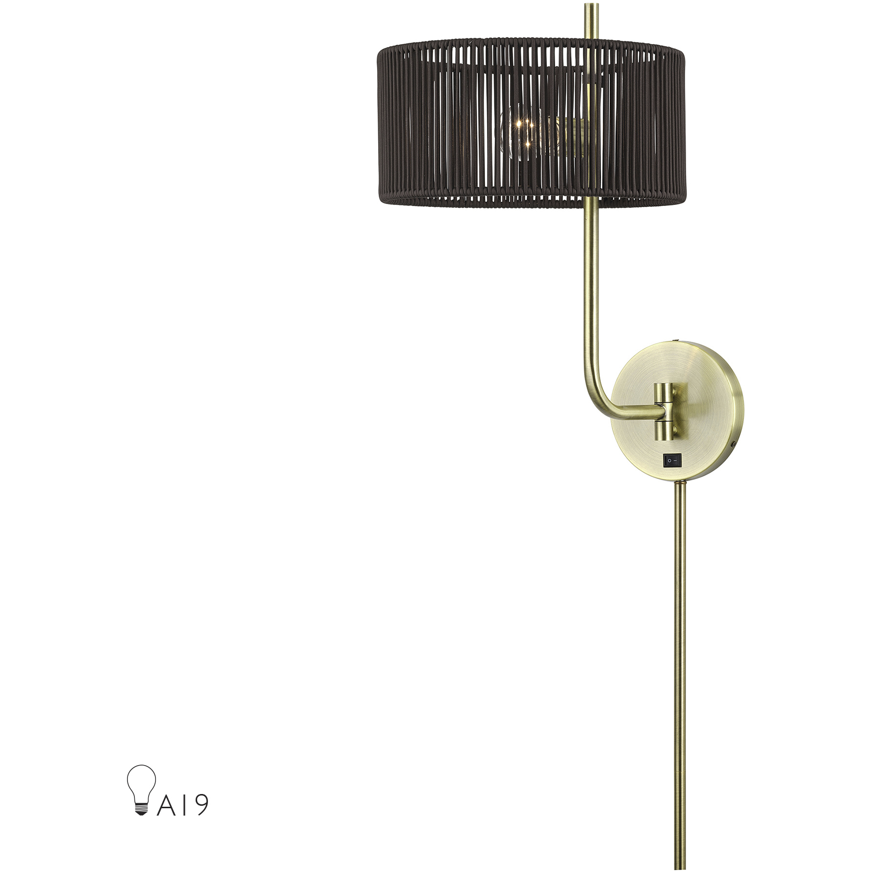 Acordia 17 inch 40 watt Antique Brass Swing Arm Wall Lamp Wall Light