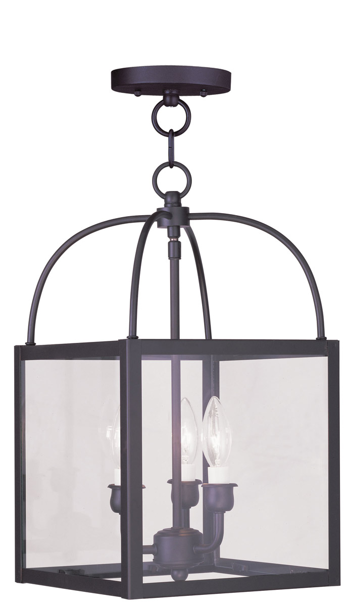 Milford 3 Light 10 inch Bronze Convertible Mini Pendant/Semi-Flush Ceiling Light