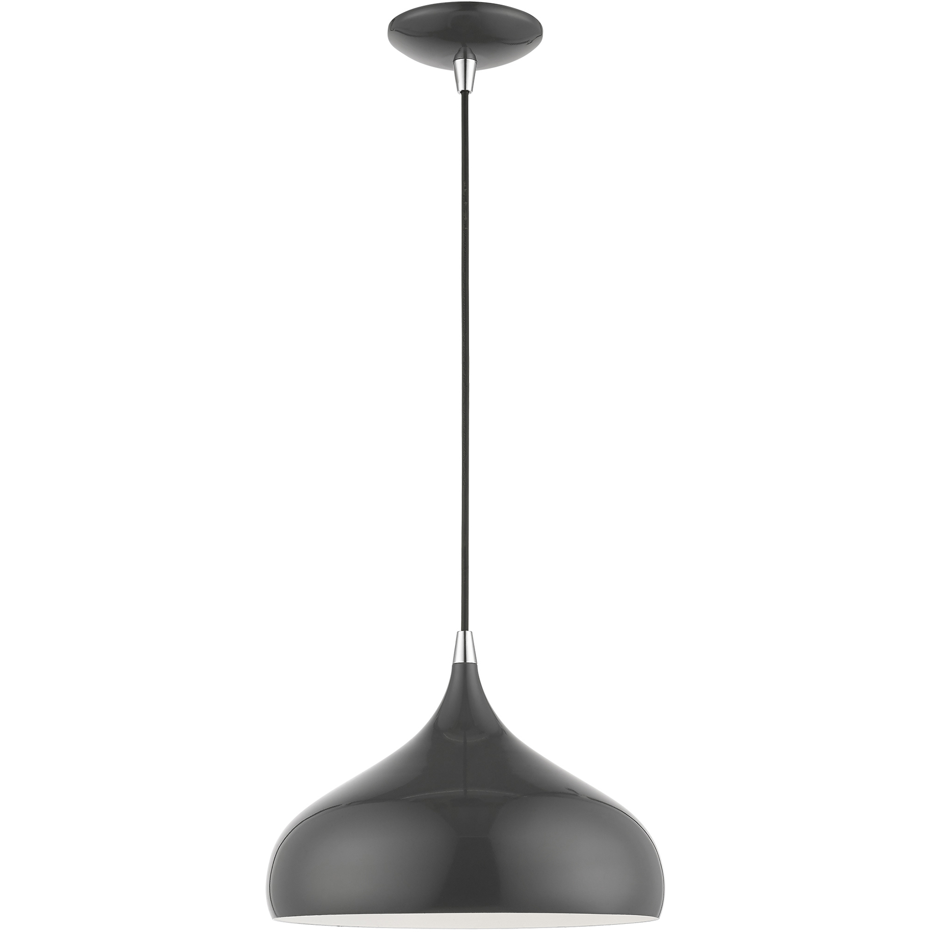 Amador 1 Light 11.75 inch Shiny Dark Gray with Polished Chrome Accents Pendant Ceiling Light
