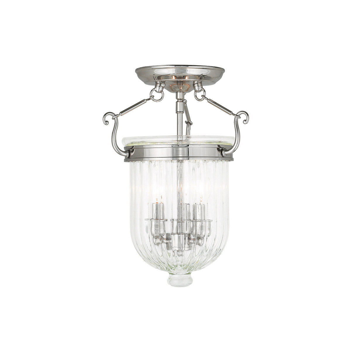 Coventry 3 Light 10 inch Polished Nickel Semi-Flush Mount Ceiling Light