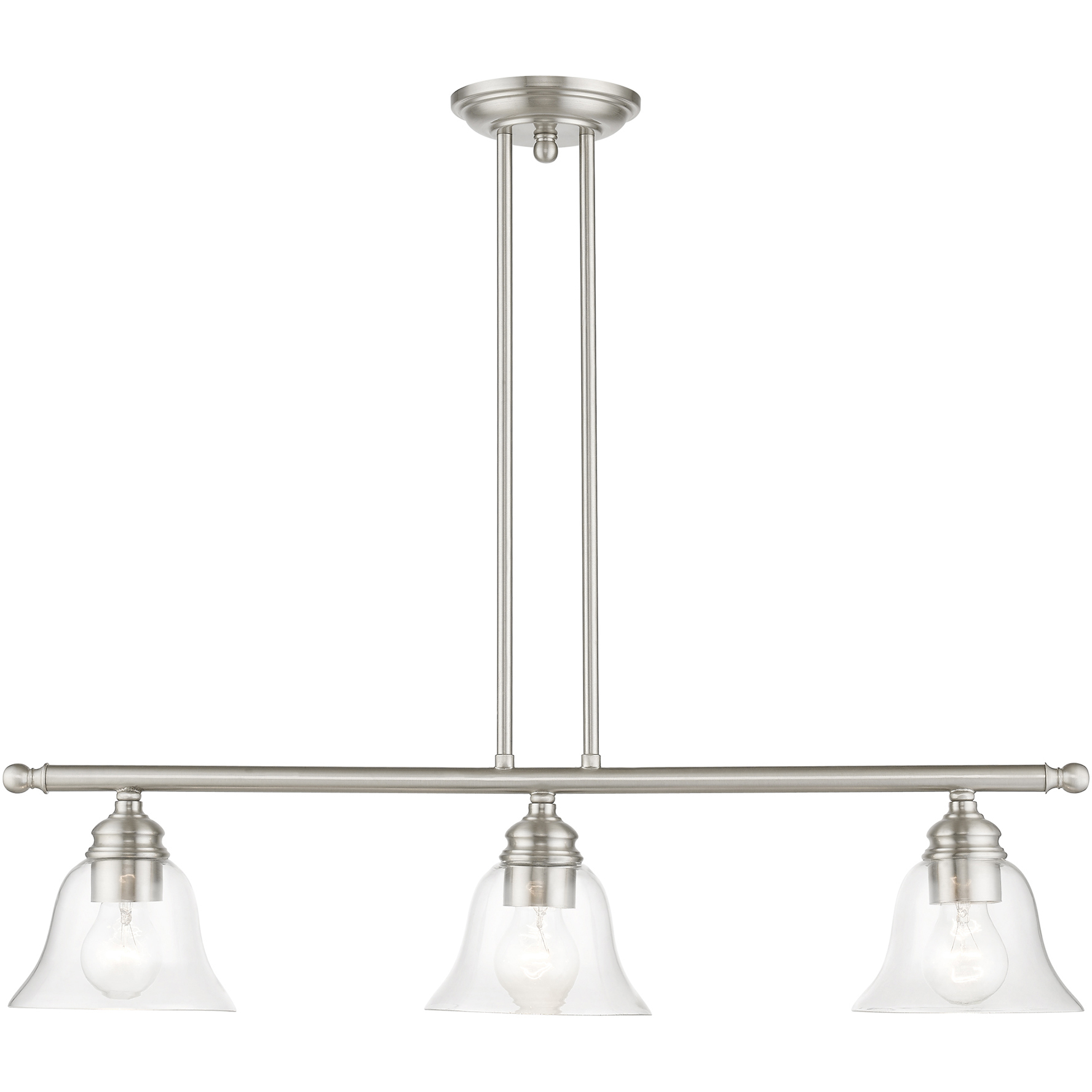 Moreland 3 Light 30 inch Brushed Nickel Linear Chandelier Ceiling Light