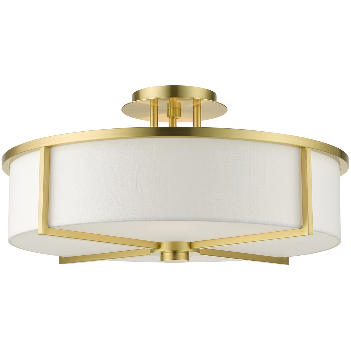 Wesley 4 Light 19 inch Satin Brass Semi-Flush Ceiling Light