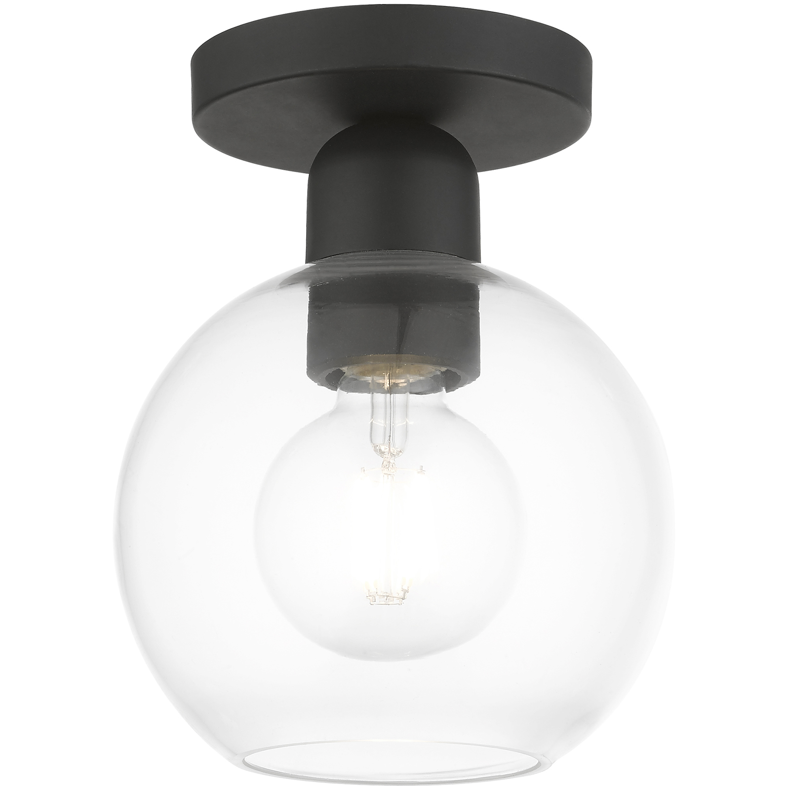 Downtown 1 Light 7 inch Black Semi-Flush Ceiling Light, Sphere