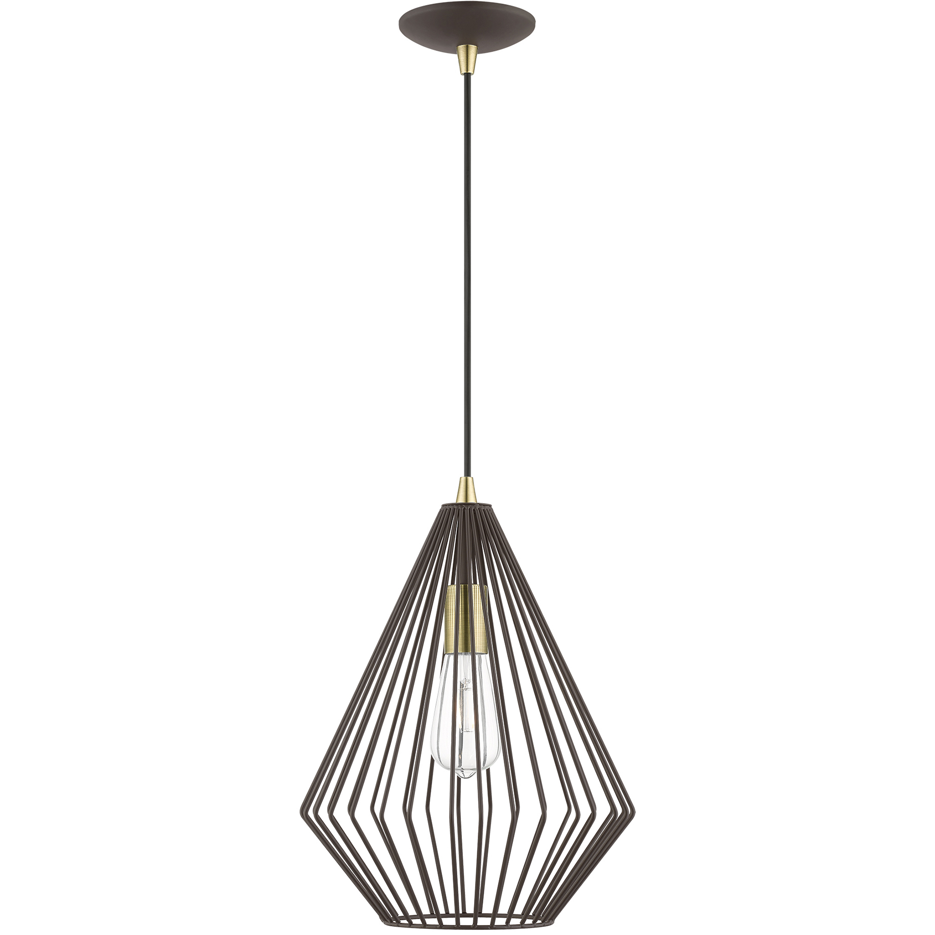 Linz 1 Light 11.5 inch Bronze with Antique Brass Accents Pendant Ceiling Light