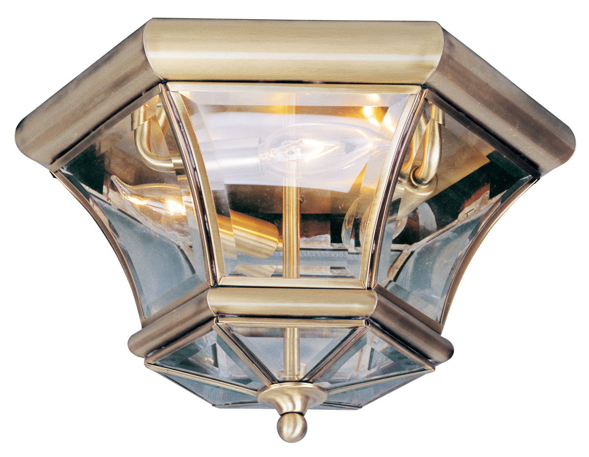 Monterey/Georgetown 3 Light 12.5 inch Antique Brass Outdoor Ceiling Mount