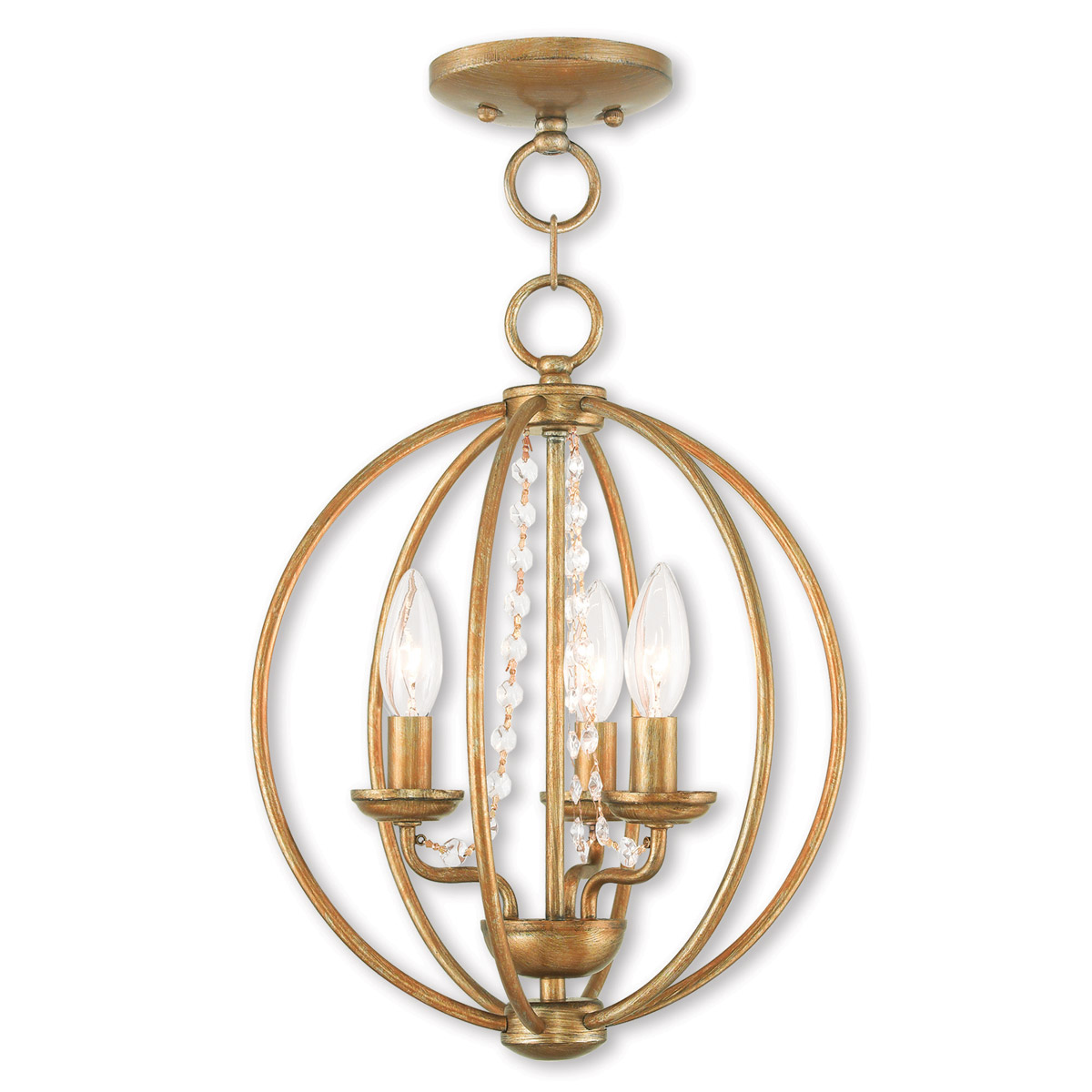Arabella 3 Light 12 inch Antique Gold Leaf Convertible Chandelier/Semi-Flush Ceiling Light