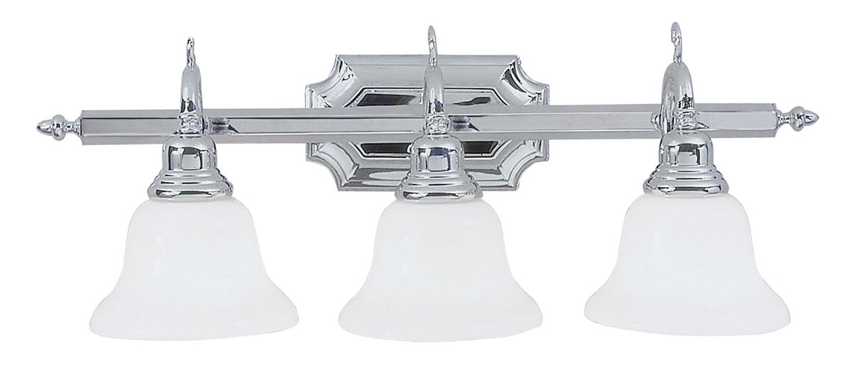 French Regency 3 Light 25 inch Polished Chrome Bath Vanity Wall Light