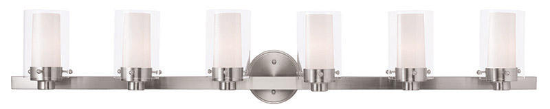 Manhattan 6 Light 47.5 inch Brushed Nickel Bath Vanity Wall Light