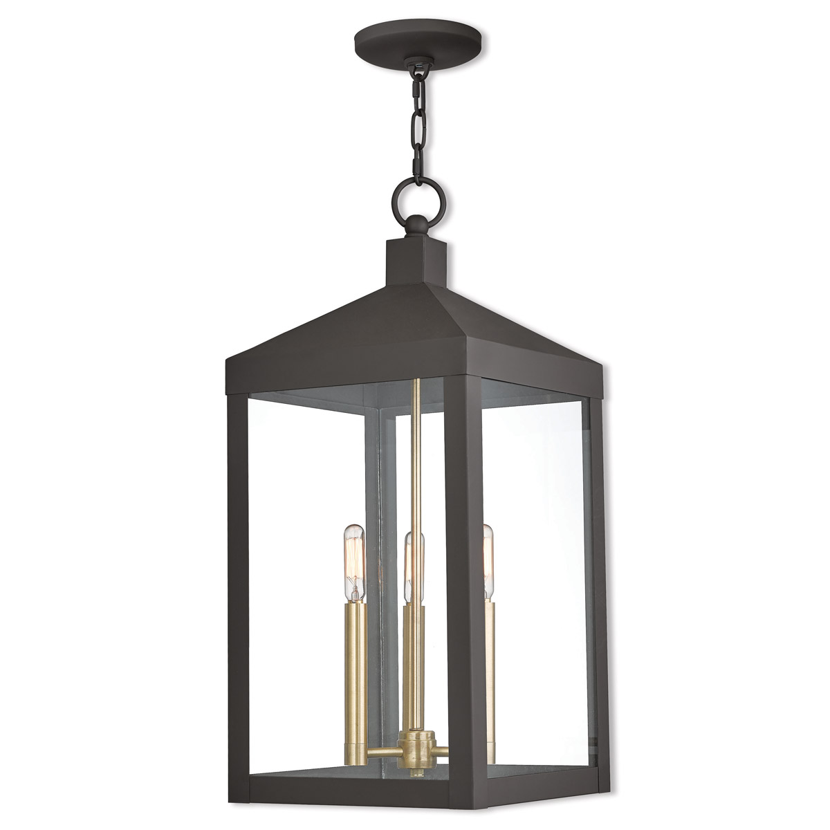 Nyack 3 Light 10.5 inch Bronze Outdoor Pendant Lantern