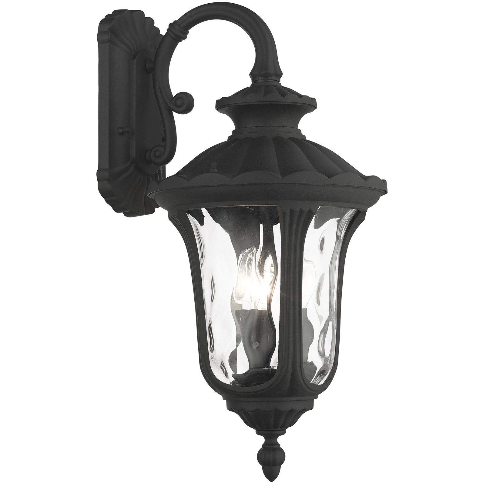 Oxford 3 Light 22 inch Textured Black Large Down Outdoor Wall Lantern