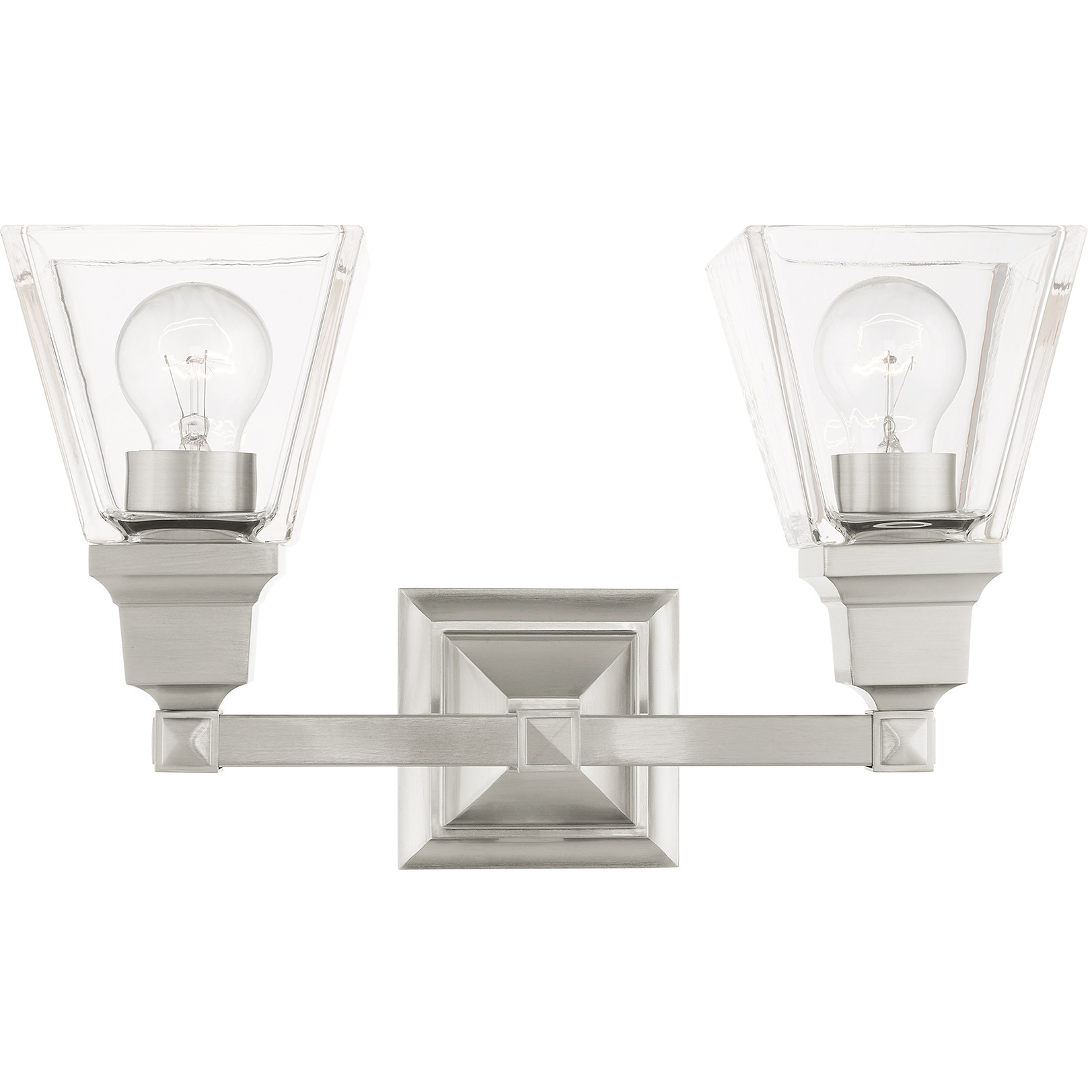 Mission 2 Light 15 inch Brushed Nickel Vanity Sconce Wall Light