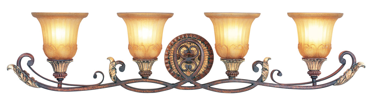 Villa Verona 4 Light 40 inch Verona Bronze with Aged Gold Leaf Accents Bath Vanity Wall Light
