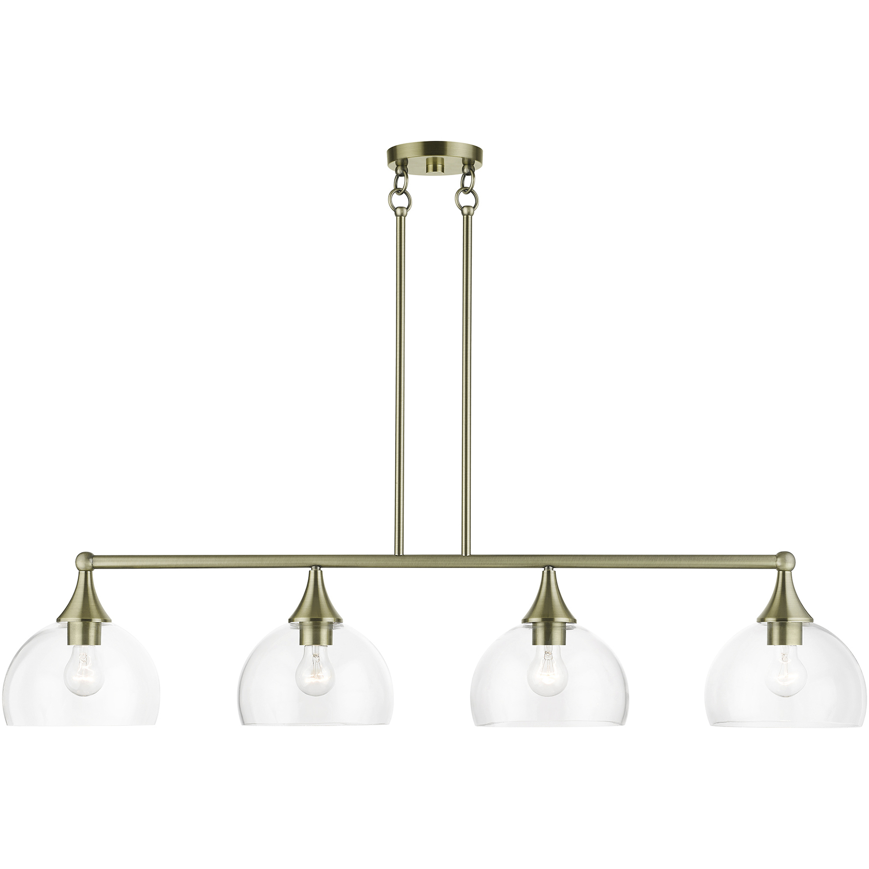 Glendon 4 Light 8.25 inch Antique Brass Large Linear Chandelier Ceiling Light