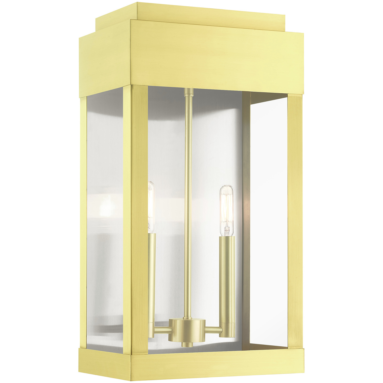York 2 Light 19 inch Satin Brass Outdoor Wall Lantern