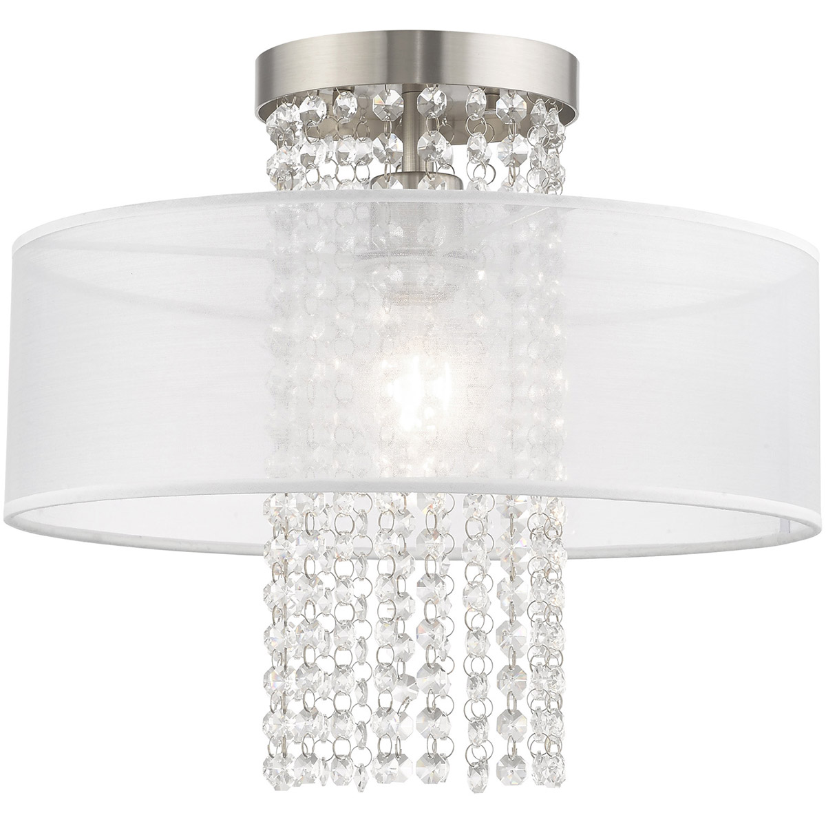 Bella Vista 1 Light 15 inch Brushed Nickel Semi-Flush Mount Ceiling Light