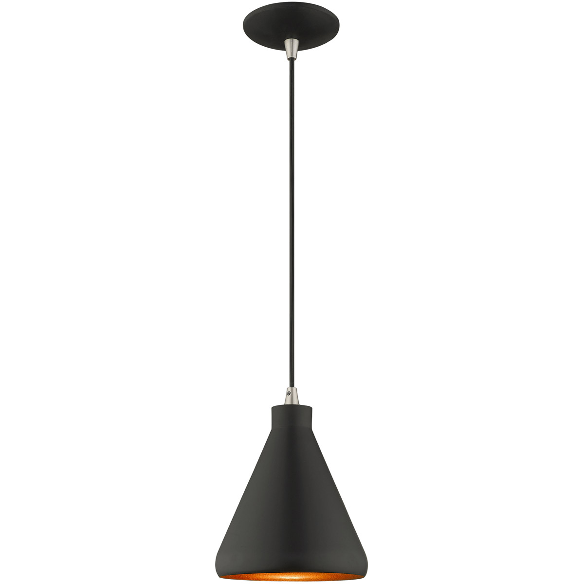 アクセサリー 1m1m* Livex 41177-04 Allison 1 Light 7 inch Black Mini Pendant Ceiling Light