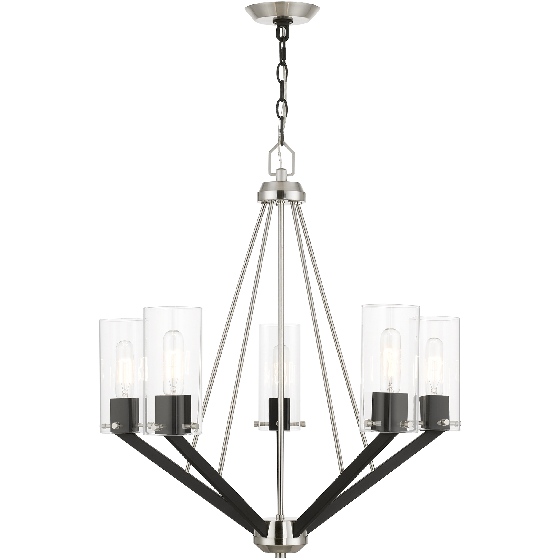 Beckett 5 Light 26 inch Brushed Nickel & Black Chandelier Ceiling Light