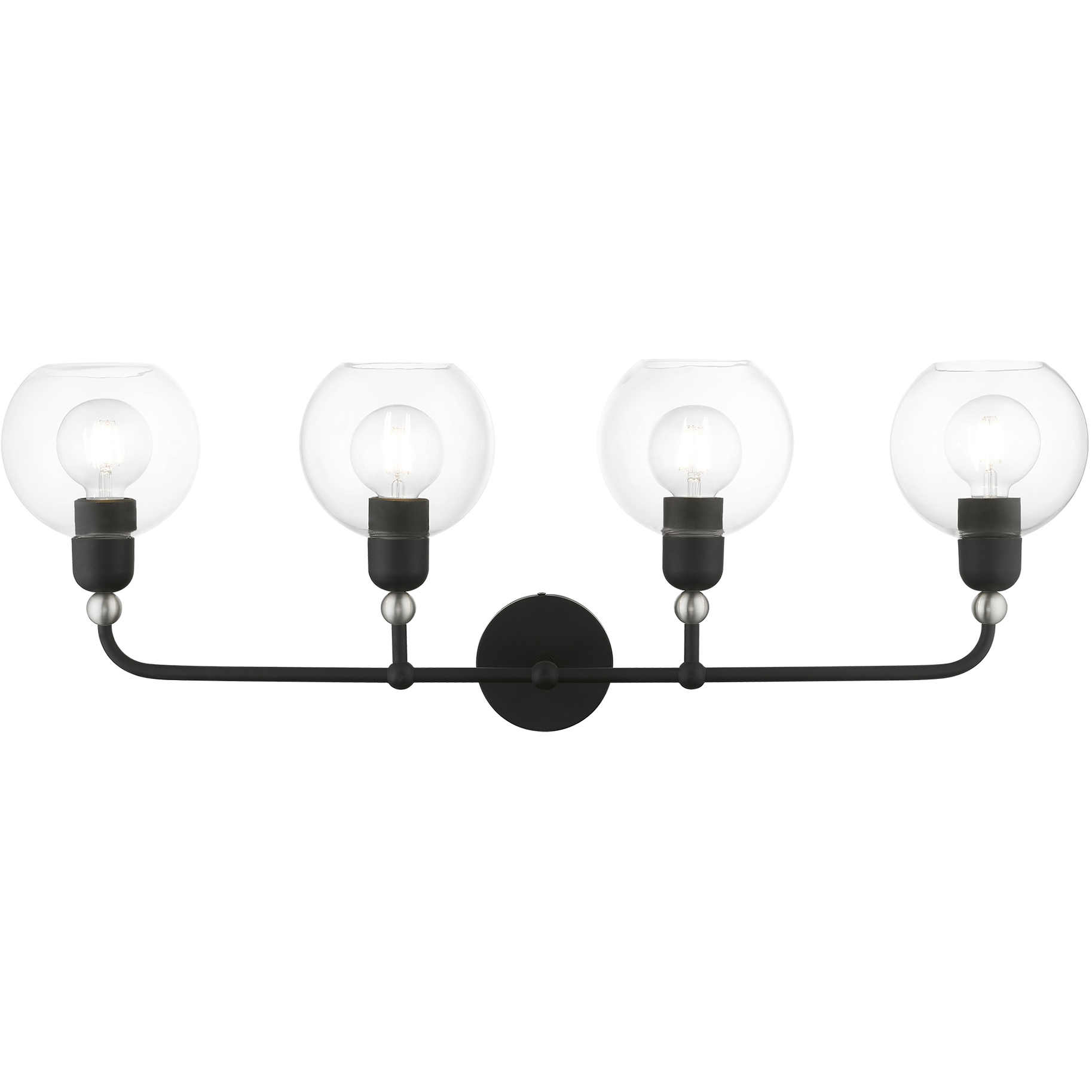 Downtown 4 Light 35.75 inch Black with Brushed Nickel Accents Large Sphere Vanity Sconce Wall Light, Large, Sphere