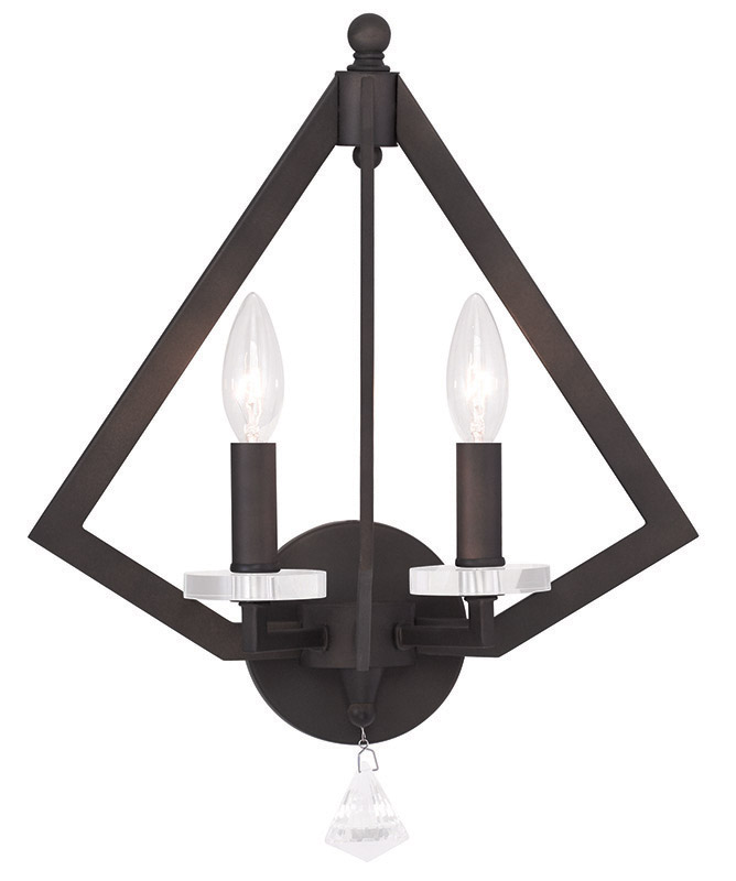 Diamond 2 Light 13 inch Bronze Wall Sconce Wall Light