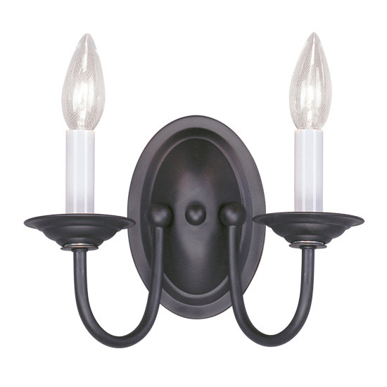 Home Basics 2 Light 9.75 inch Black Double Sconce Wall Light
