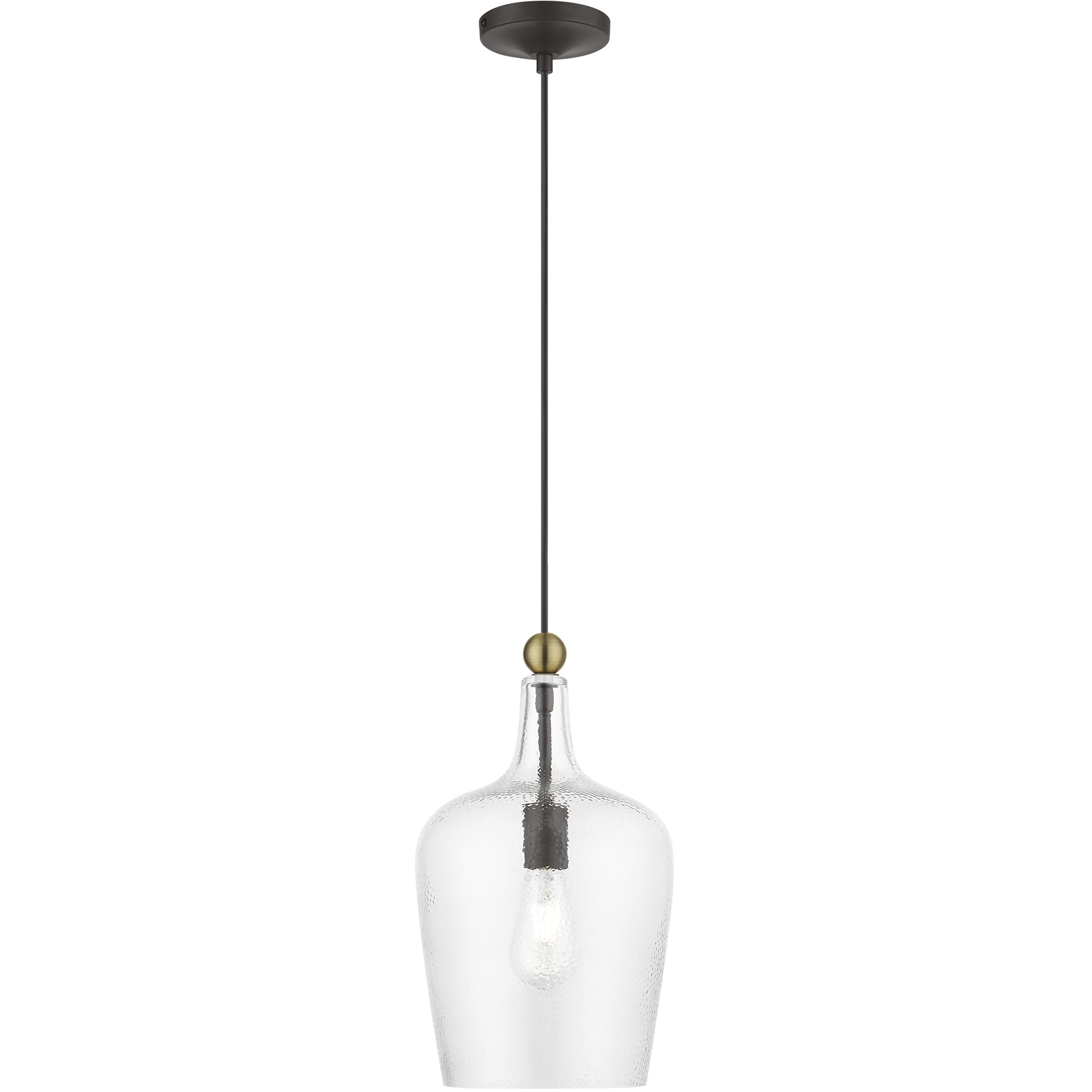 Avery 1 Light 9.25 inch Bronze with Antique Brass Accent Single Pendant Ceiling Light, Single
