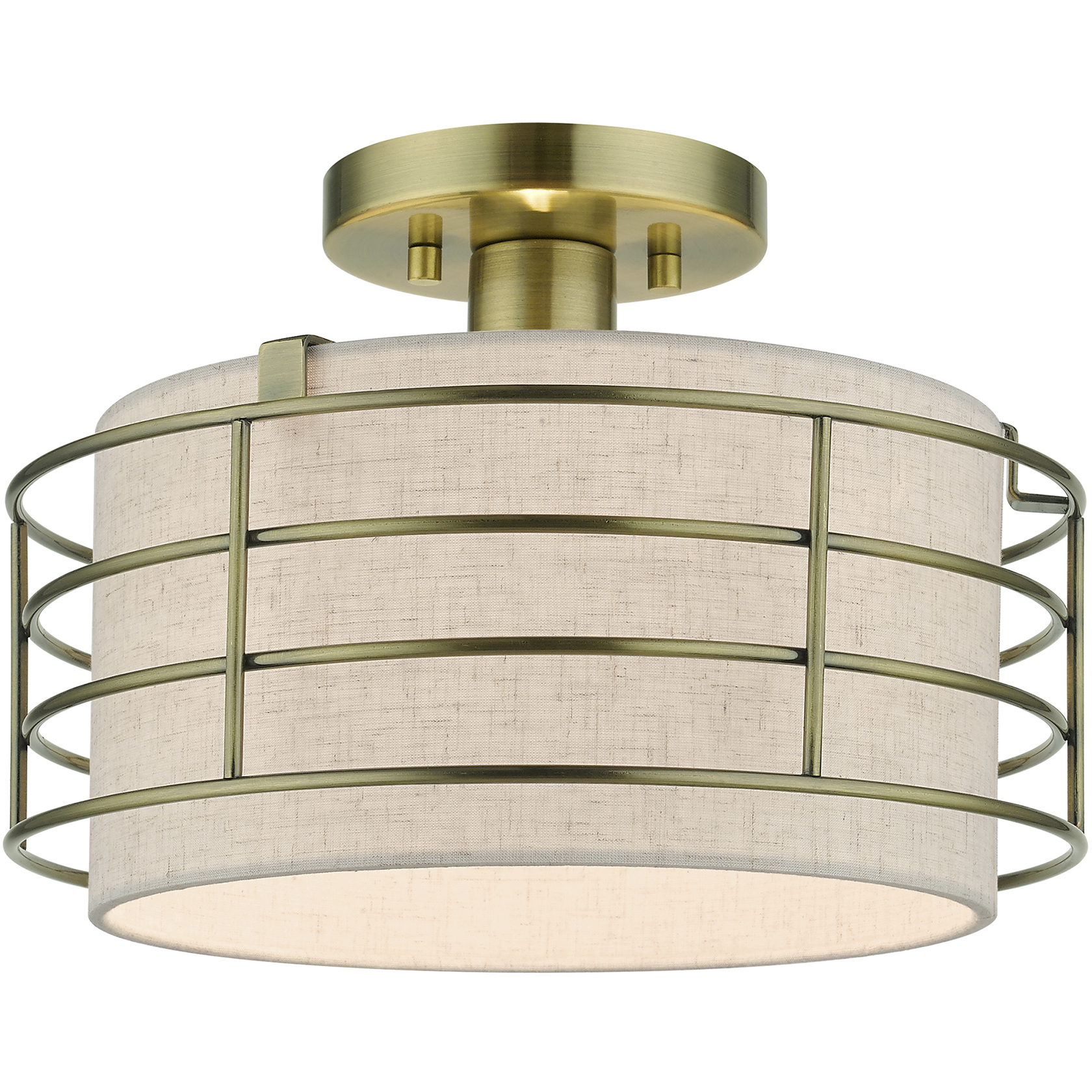 Blanchard 1 Light 12 inch Antique Brass Semi Flush Mount Ceiling Light, Medium