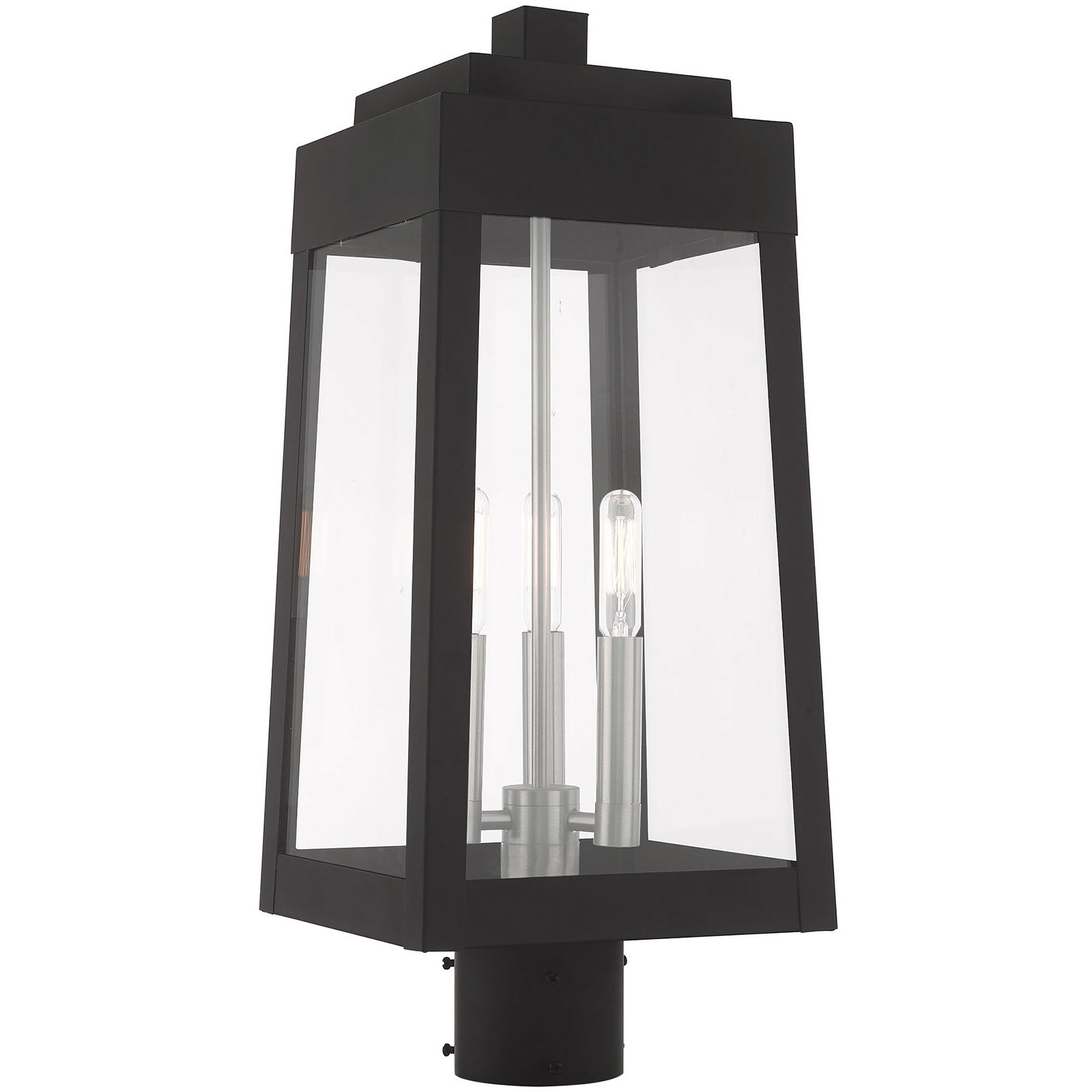 Oslo 3 Light 20.38 inch Black with Brushed Nickel Finish Candles Medium Outdoor Post Top Lantern