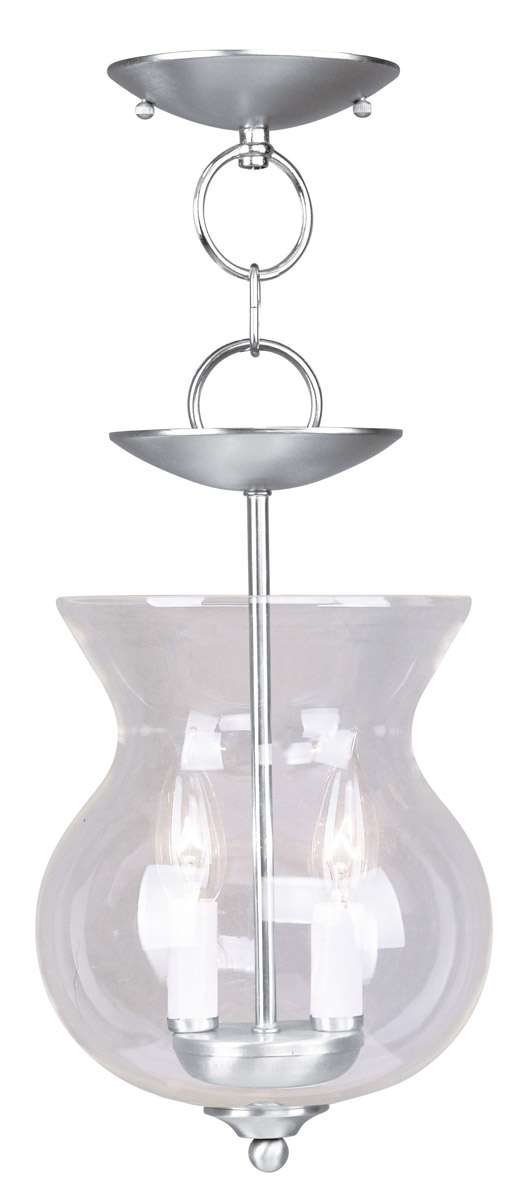 Home Basics 2 Light 8 inch Brushed Nickel Convertible Mini Pendant/Ceiling Mount Ceiling Light