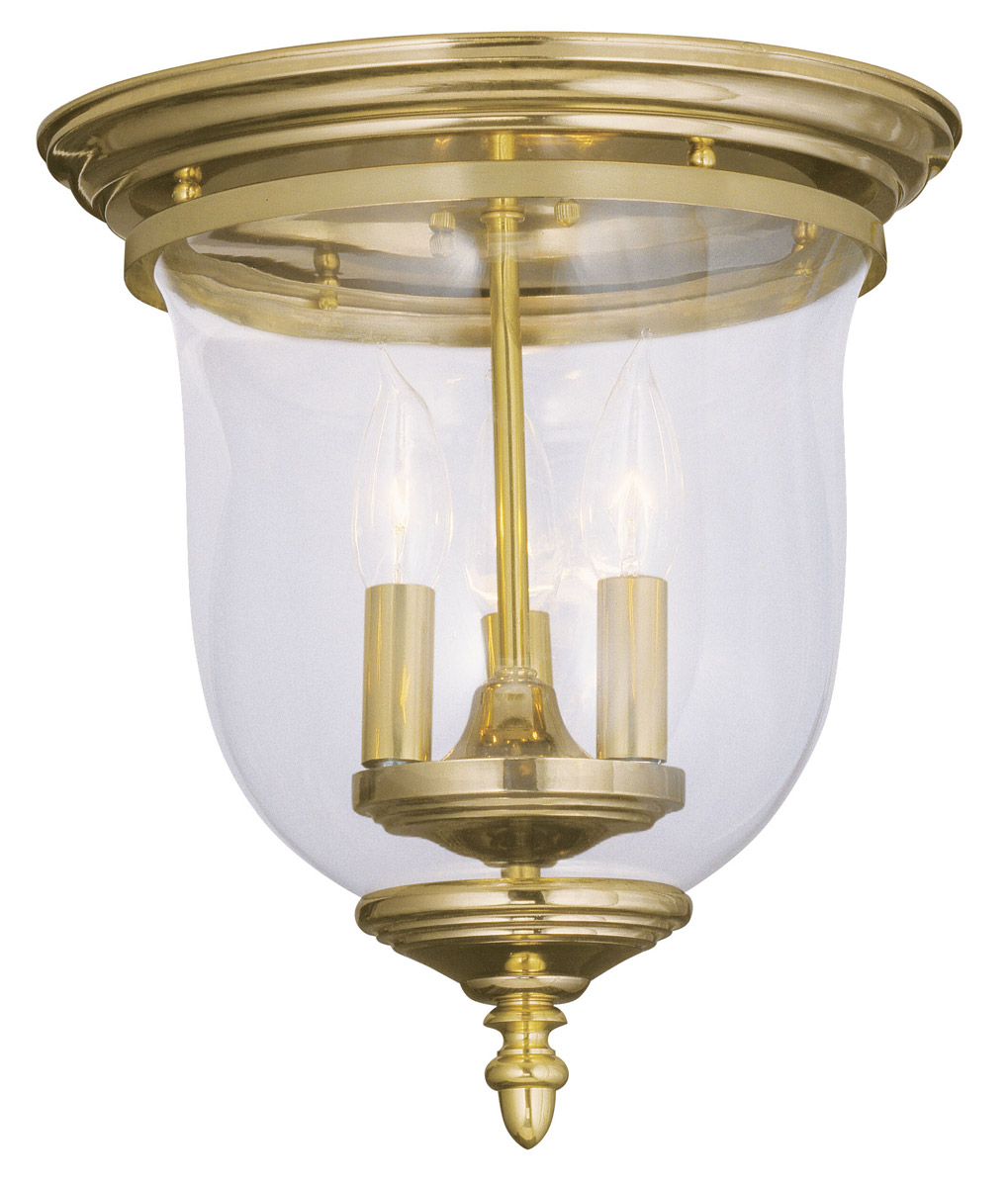 Legacy 3 Light 11.5 inch Polished Brass Flush Mount Ceiling Light