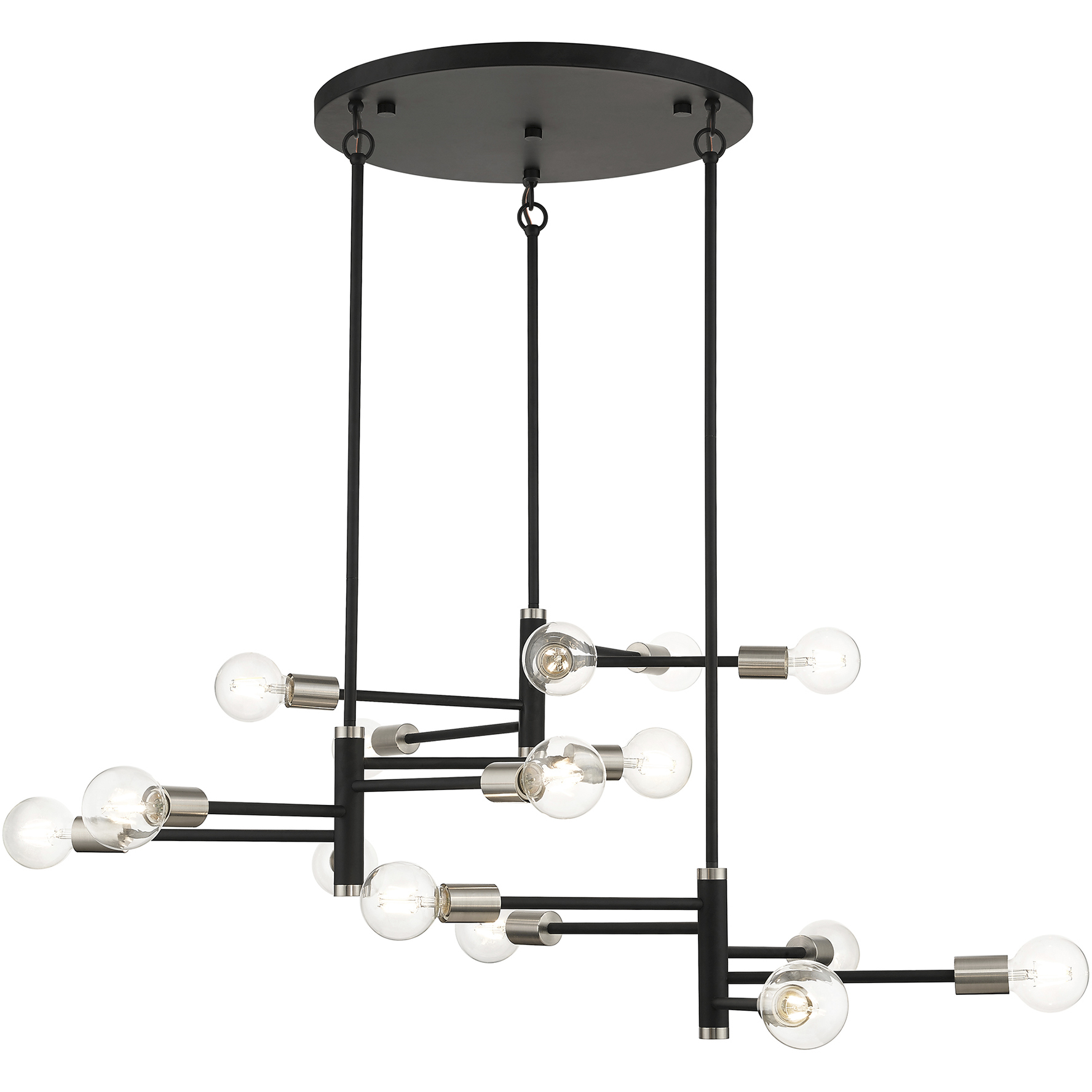Bannister 15 Light 41.25 inch Black with Brushed Nickel Accents Extra Large Chandelier Ceiling Light