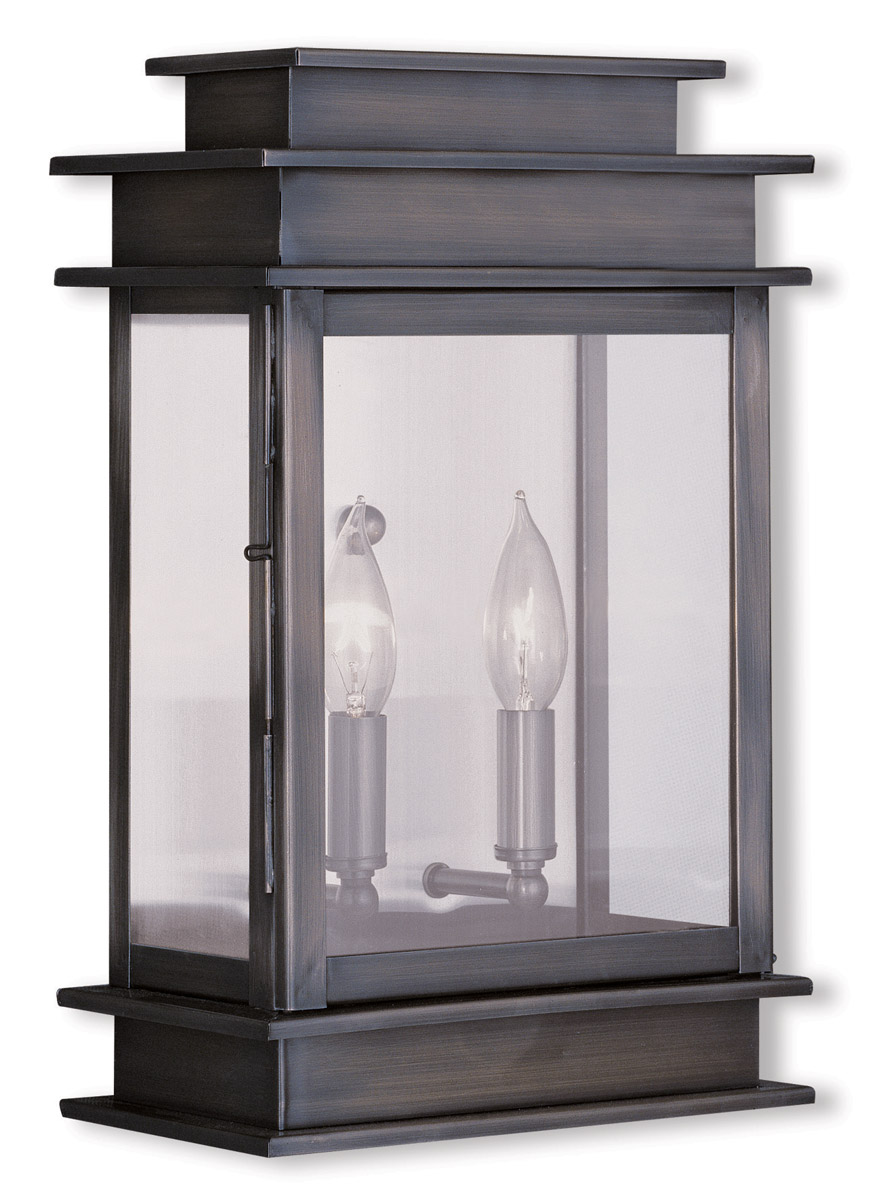 Princeton 2 Light 15.25 inch Vintage Pewter with Polished Chrome Stainless Steel Reflector Medium Outdoor Wall Lantern