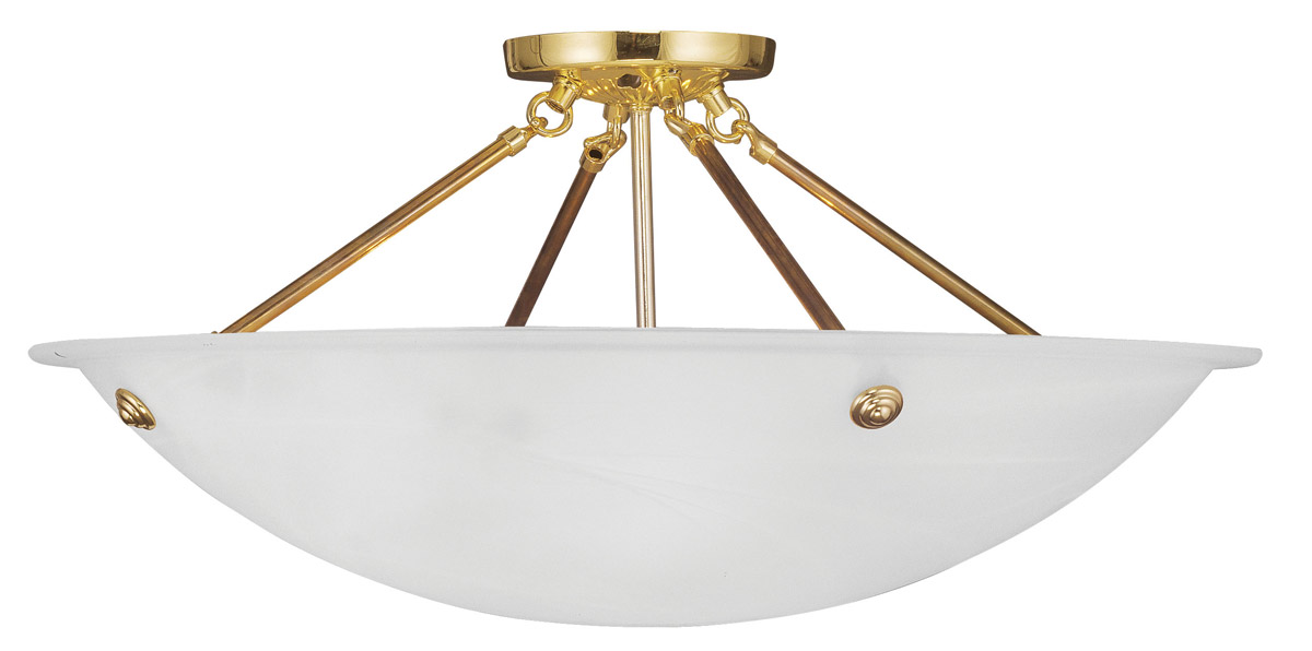 Oasis 4 Light 24 inch Polished Brass Semi-Flush Mount Ceiling Light