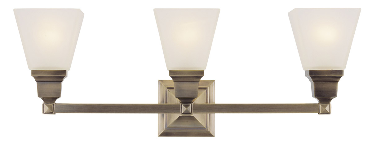 Mission 3 Light 25 inch Antique Brass Bath Vanity Wall Light