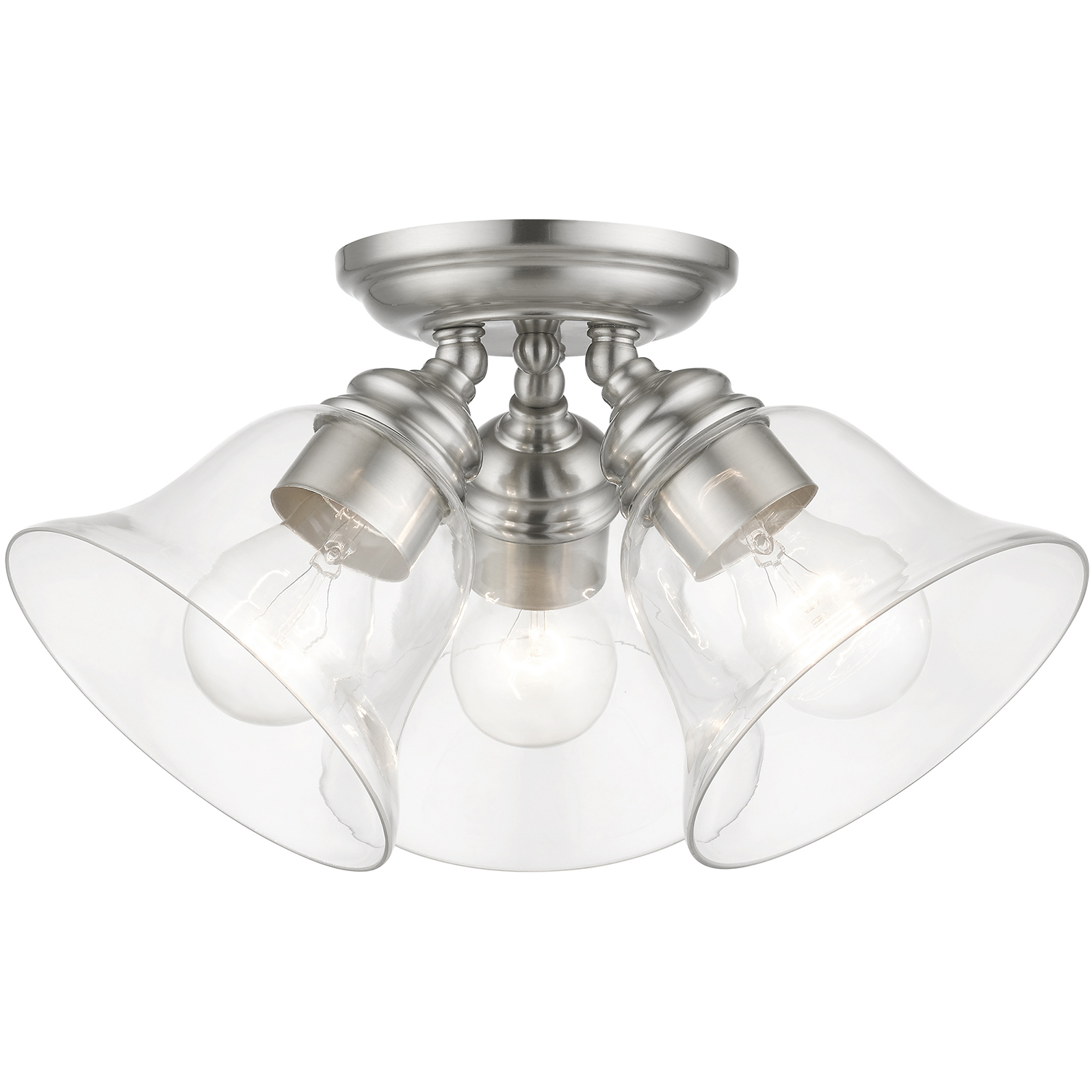 Moreland 3 Light 15 inch Brushed Nickel Semi-Flush Ceiling Light, Large