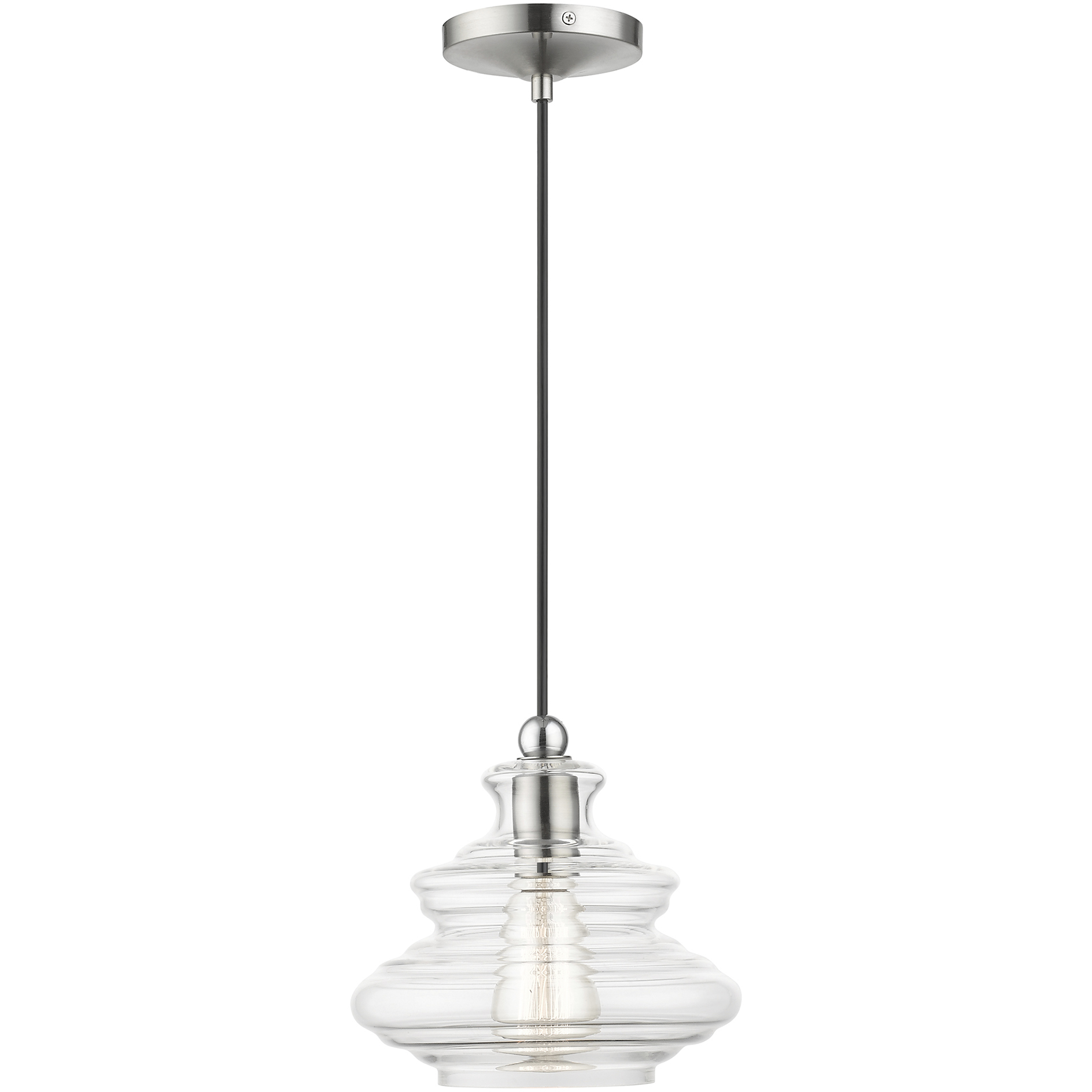 Everett 1 Light 9 inch Brushed Nickel with Chrome Finish Accents Pendant Ceiling Light