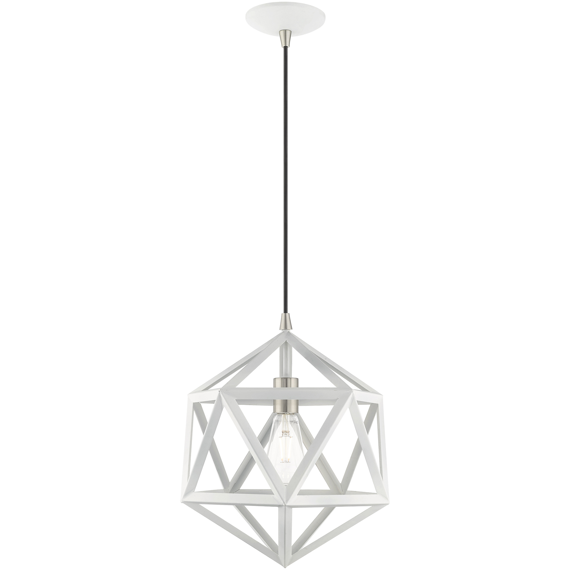 Ashland 1 Light 13 inch White with Brushed Nickel Accents Pendant Ceiling Light
