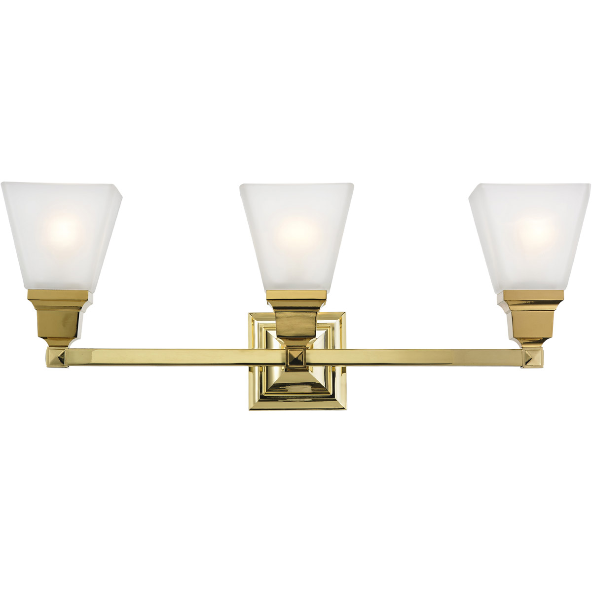 Mission 3 Light 25.25 inch Polished Brass Bath Vanity Wall Light