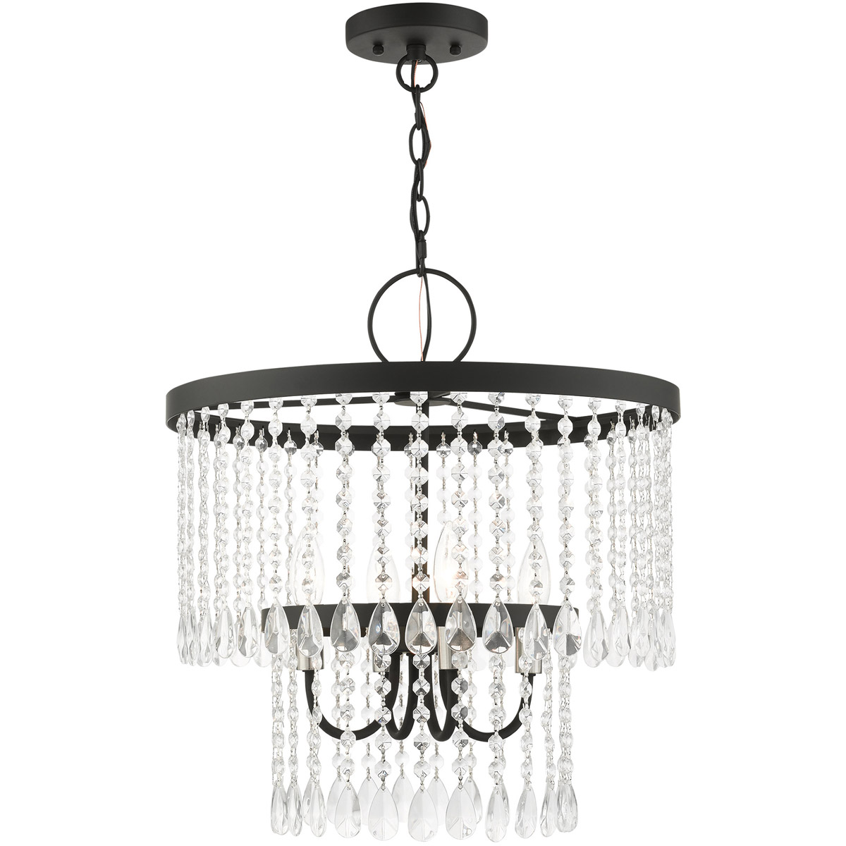 Elizabeth 4 Light 18 inch Black with Brushed Nickel Accents Pendant Chandelier Ceiling Light