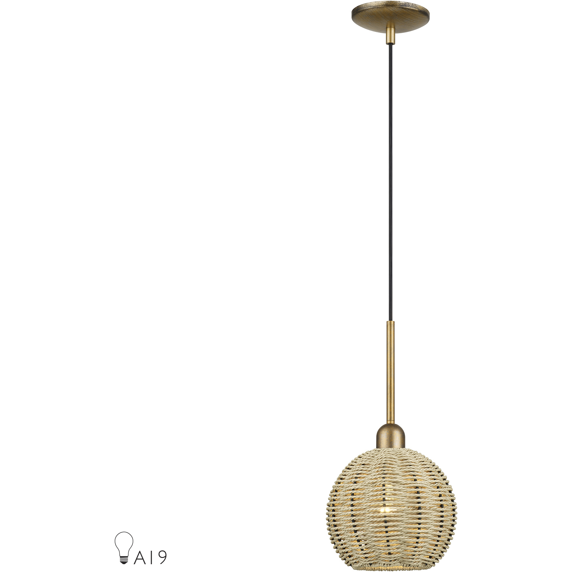 Summervine 1 Light 8 inch Antique Gold Leaf Mini Globe Pendant Ceiling Light, Mini Globe