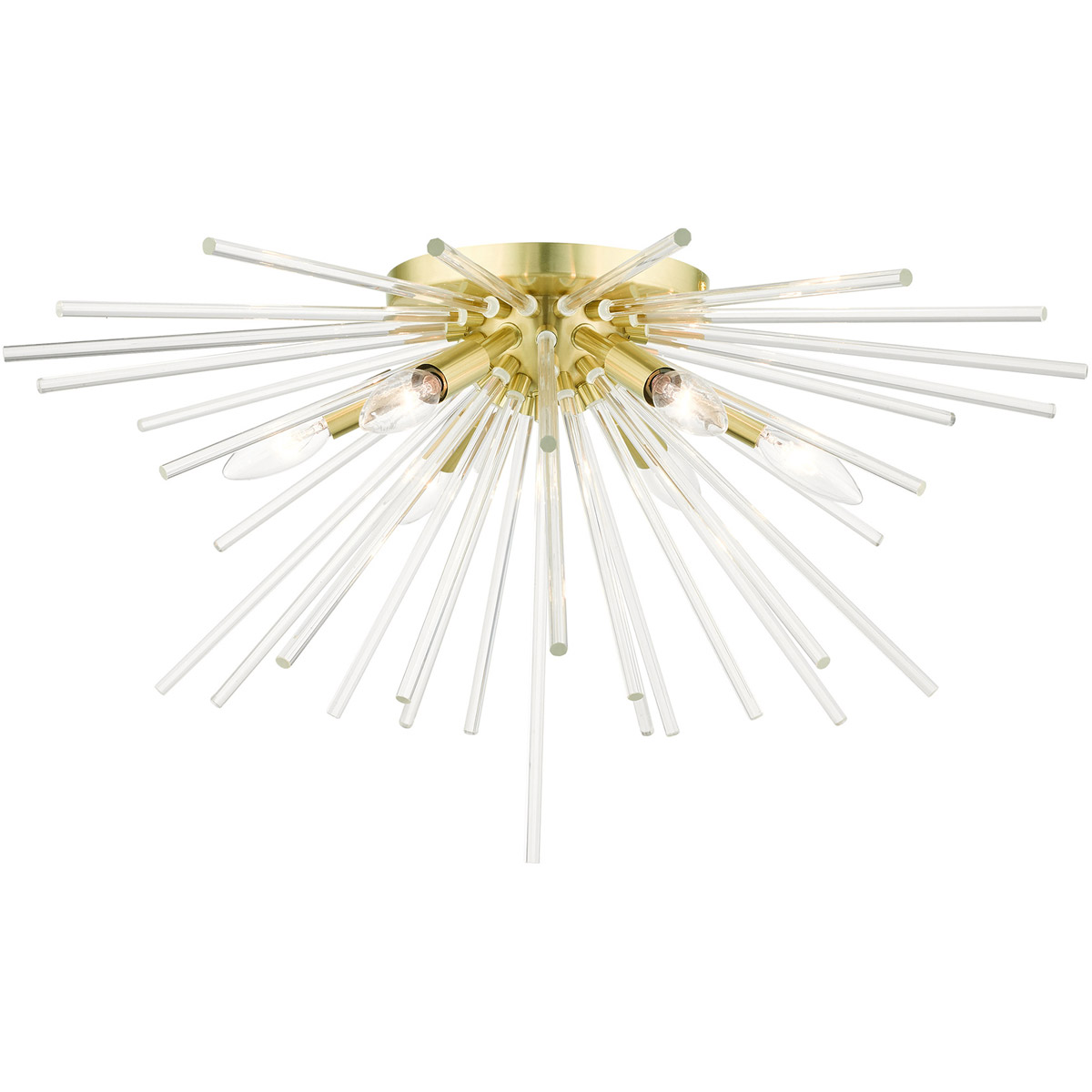Utopia 6 Light 26 inch Satin Brass Flush Mount Ceiling Light