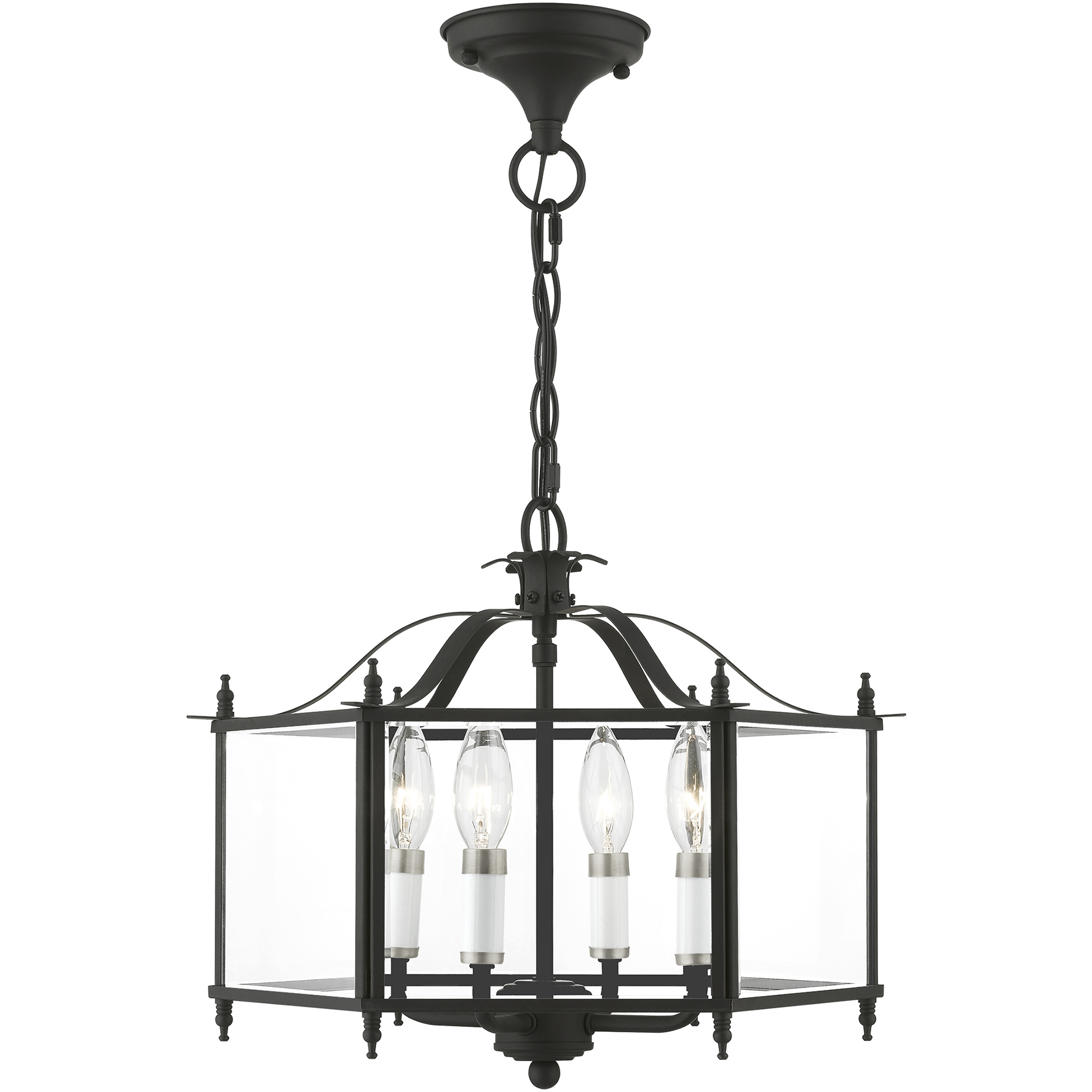 Livingston 4 Light 15.5 inch Black with Brushed Nickel Accents Convertible Pendant/Semi-Flush Ceiling Light