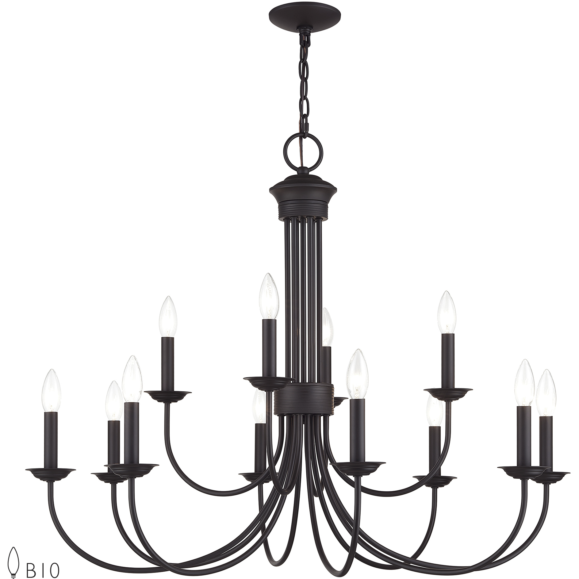 Estate 12 Light 36 inch Bronze Large 2-Tier Chandelier Ceiling Light