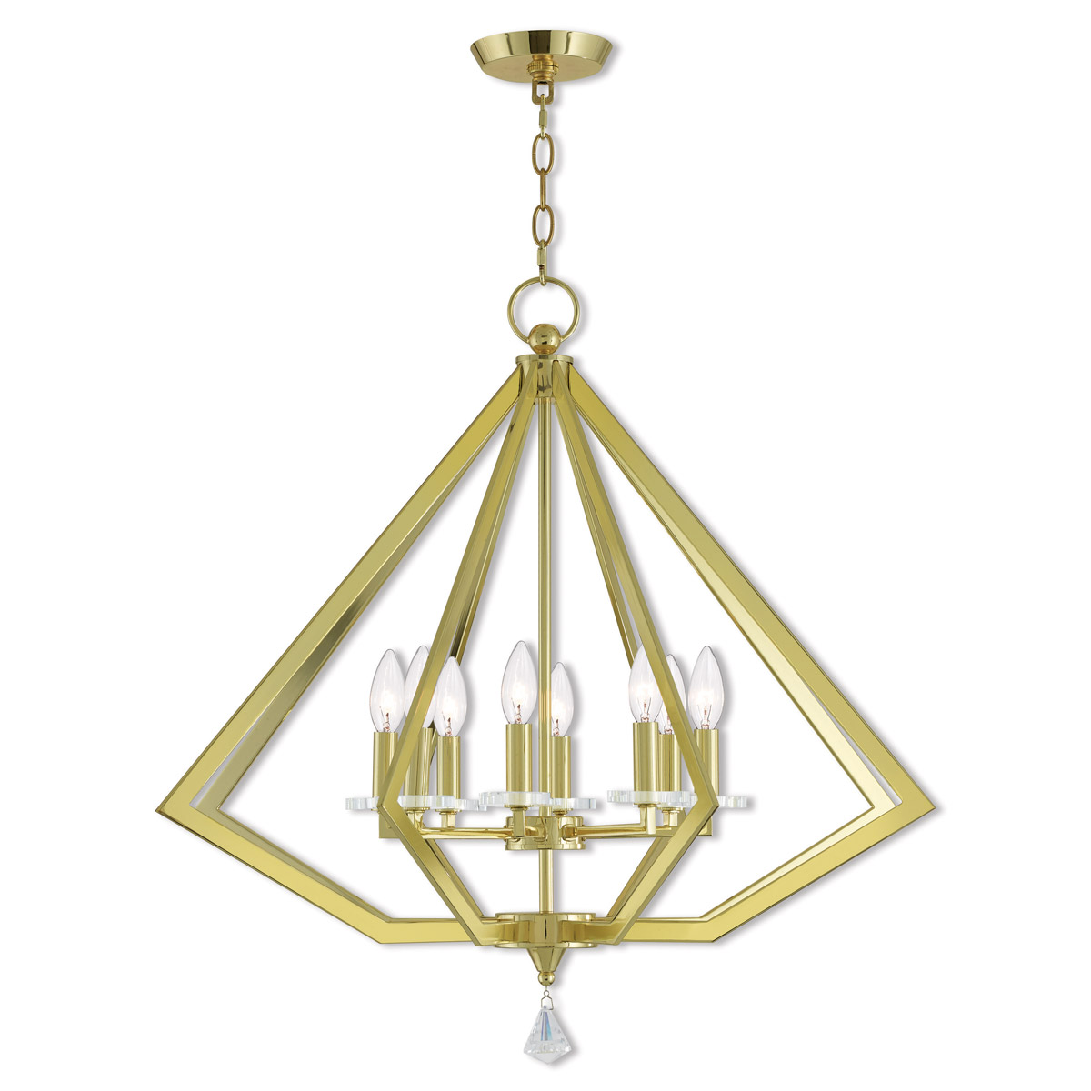 Diamond 8 Light 28 inch Polished Brass Chandelier Ceiling Light