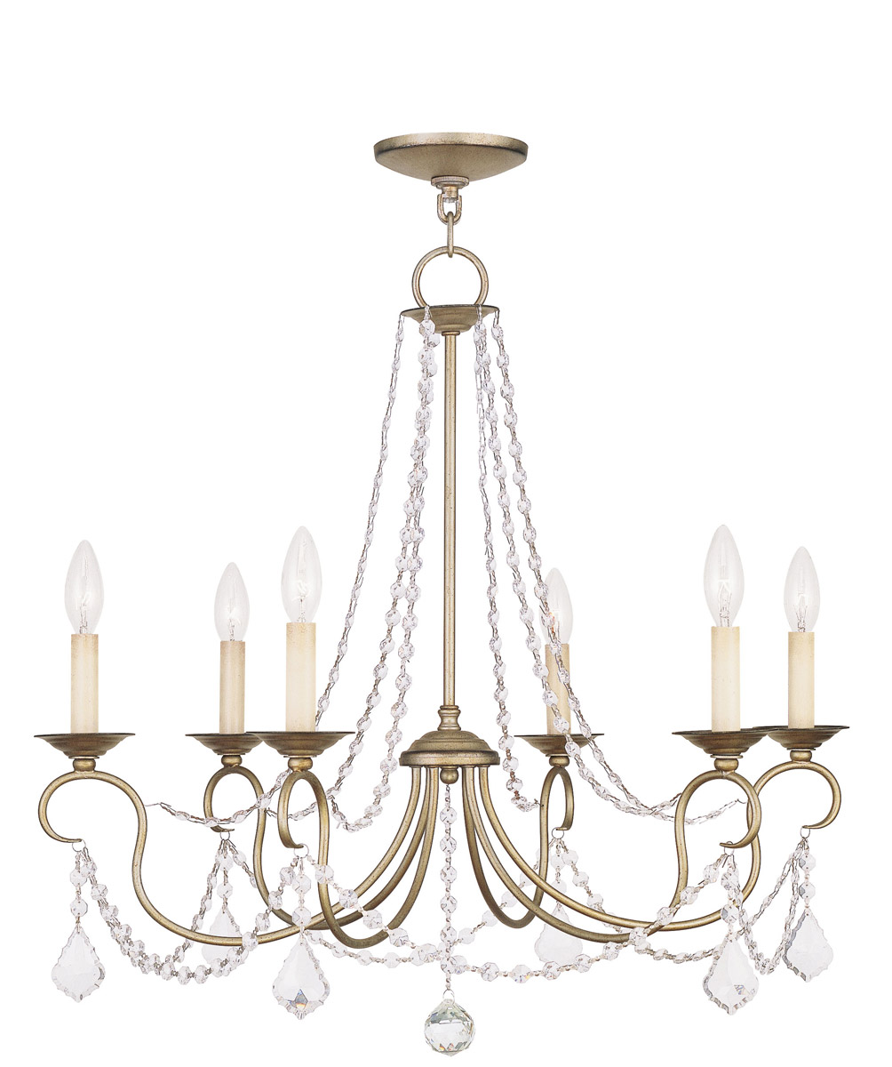 Pennington 6 Light 28 inch Hand Painted Antique Silver Leaf Chandelier Ceiling Light