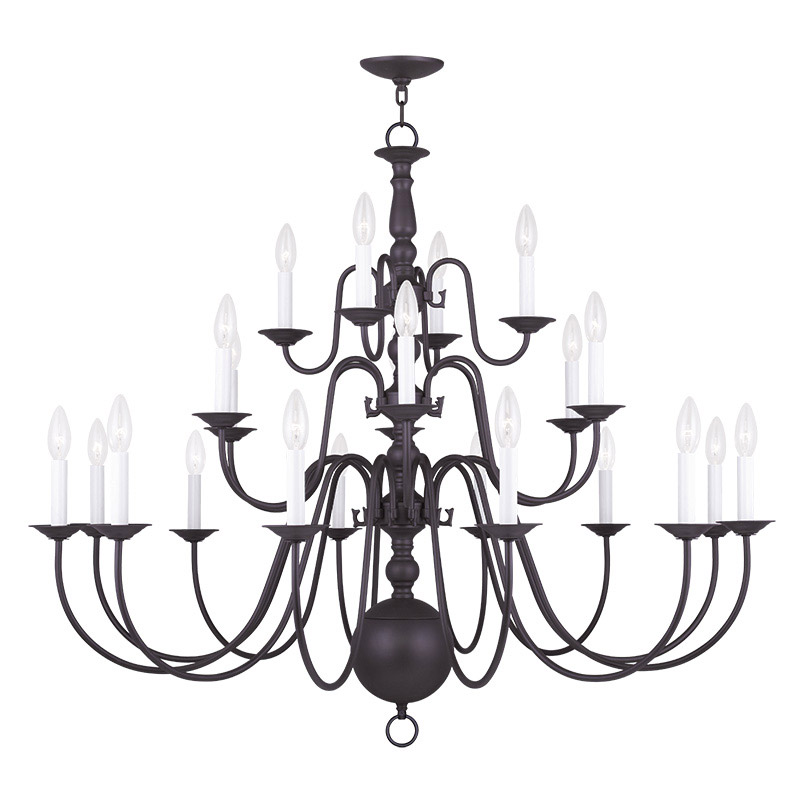 Williamsburgh 22 Light 42 inch Bronze Grande 3-Tier Foyer Chandelier Ceiling Light