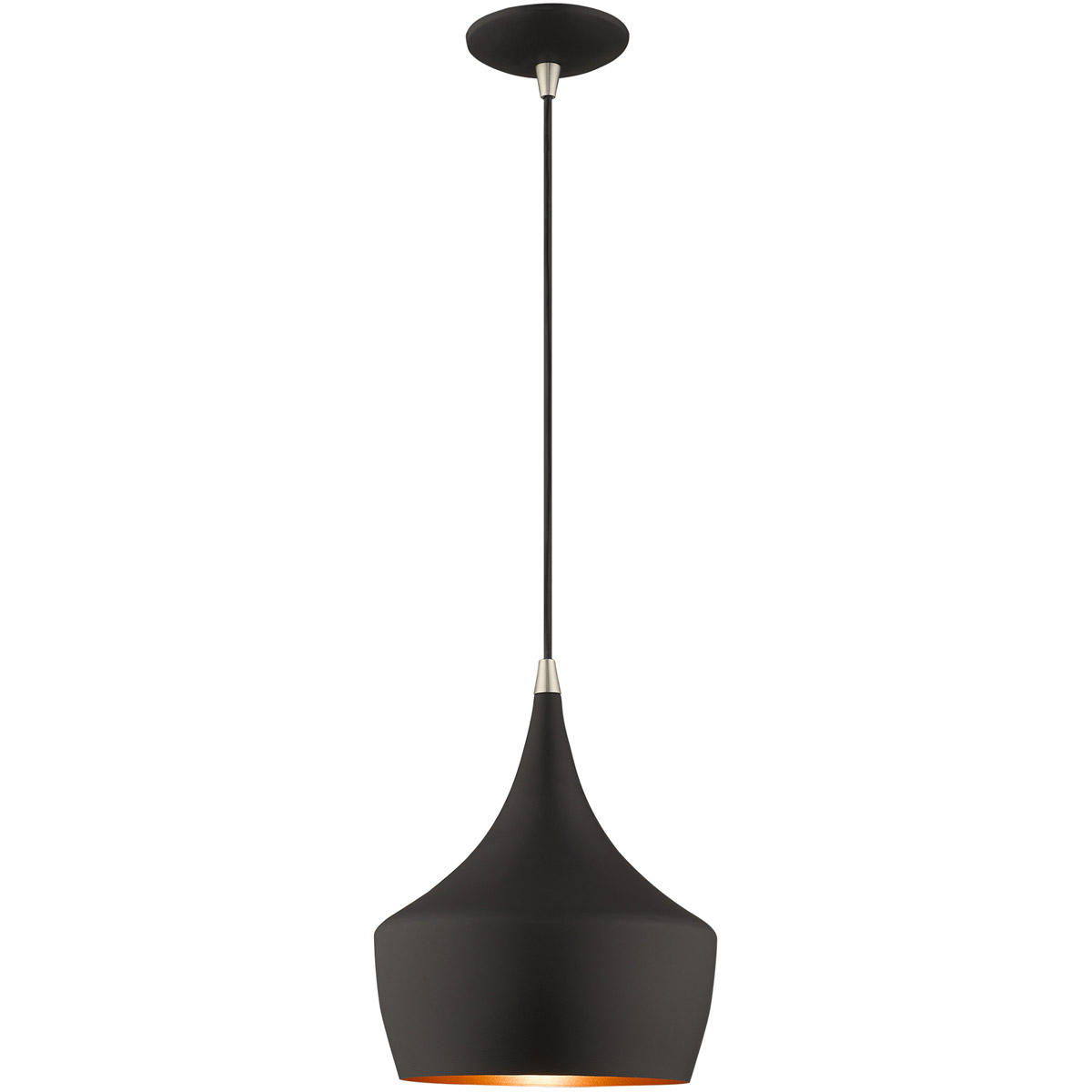 Waldorf 1 Light 9.5 inch Black with Brushed Nickel Accents Pendant Ceiling Light
