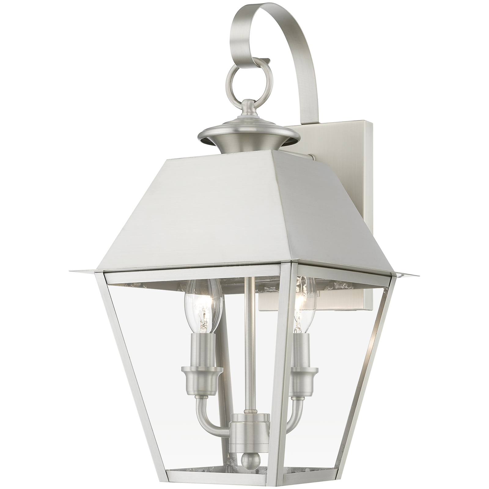 Wentworth 2 Light 9 inch Brushed Nickel Outdoor Medium Wall Lantern Wall Light, Medium